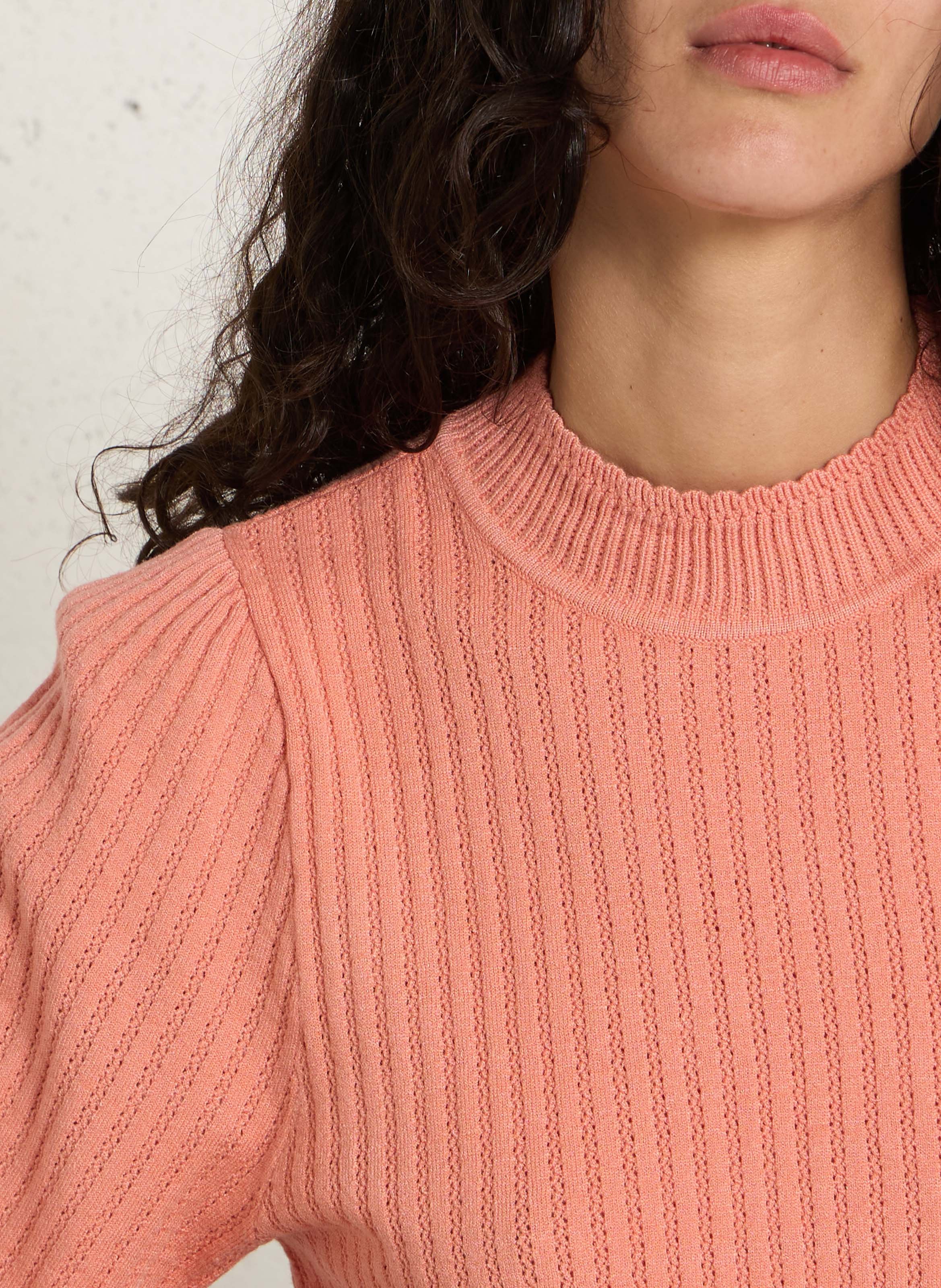 Gerader Pullover mit Stehkragen in Uni-Farbe PETITE MENDIGOTE Beige