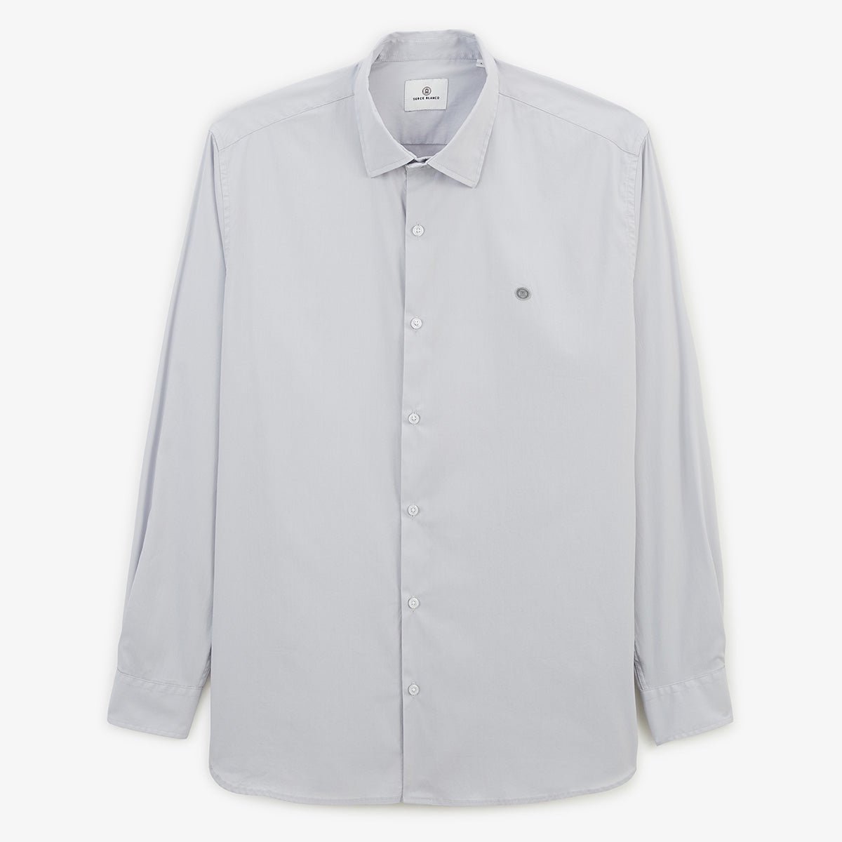 Solid color long-sleeve cotton stretch shirt SERGE BLANCO Grey