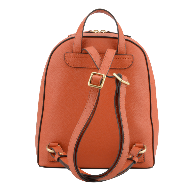 Leather backpack POURCHET Orange