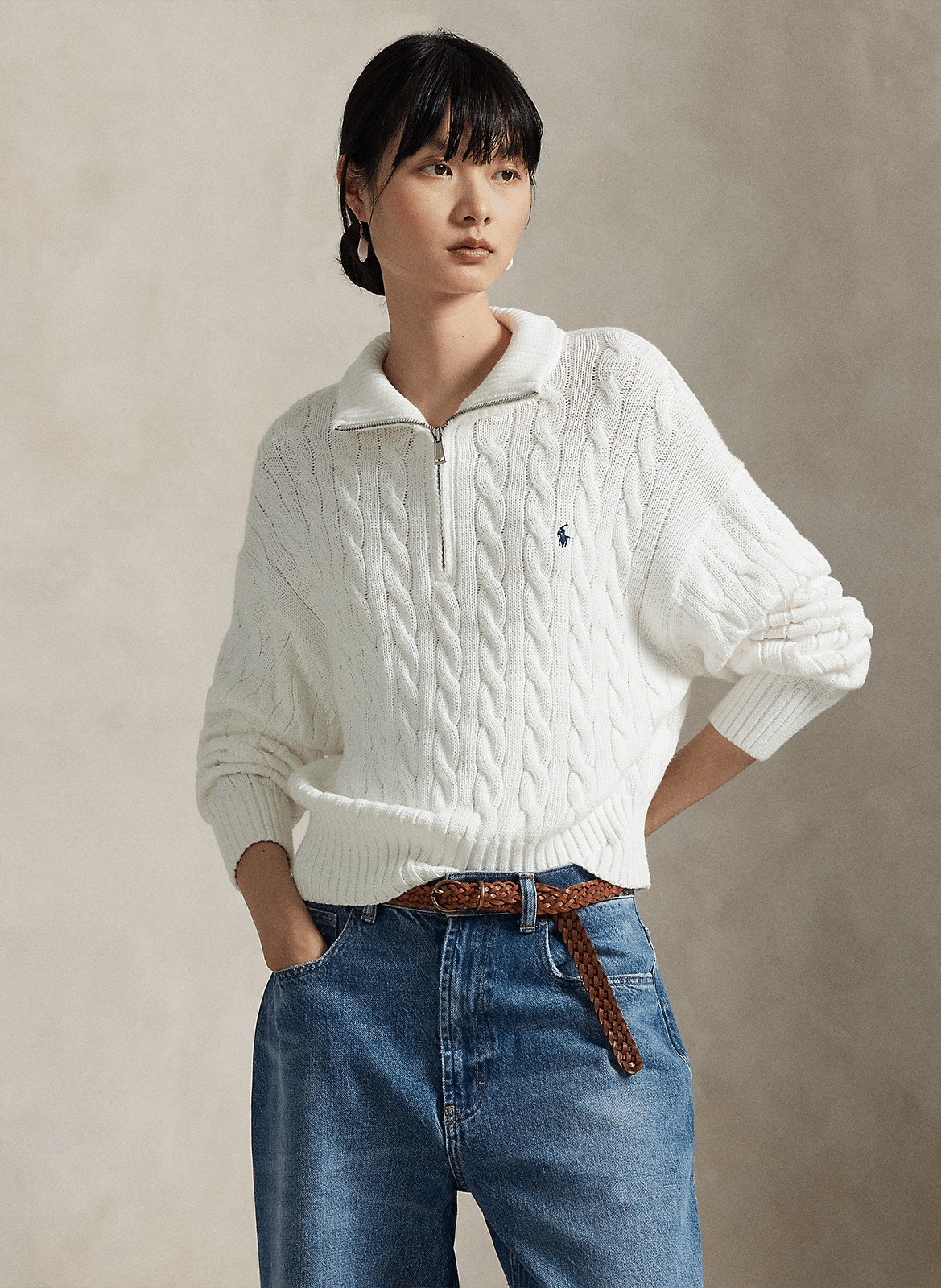 Baumwoll-Pullover mit Reißverschluss am Kragen POLO RALPH LAUREN