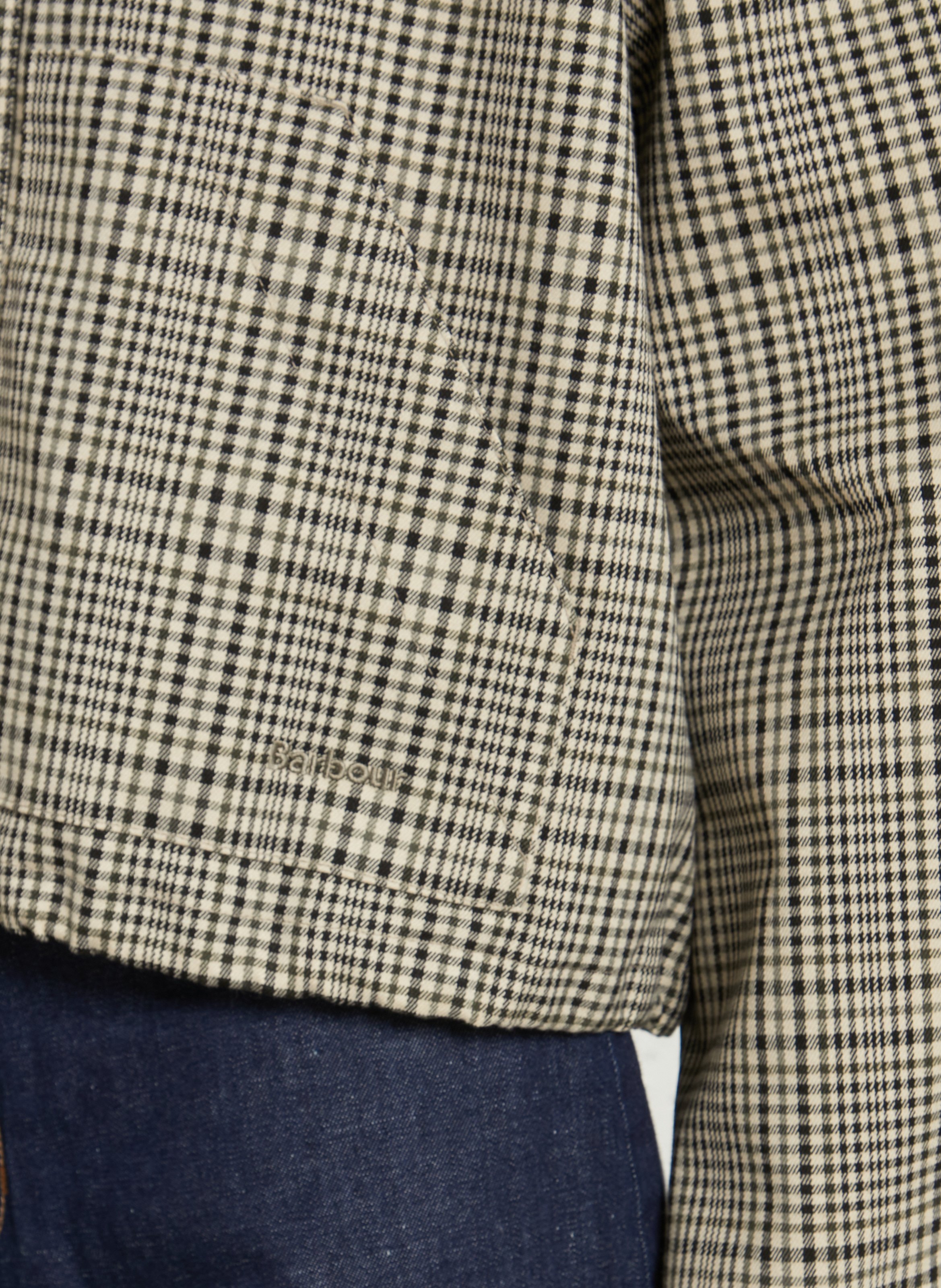 Blouson court boutonné à carreaux Kaki