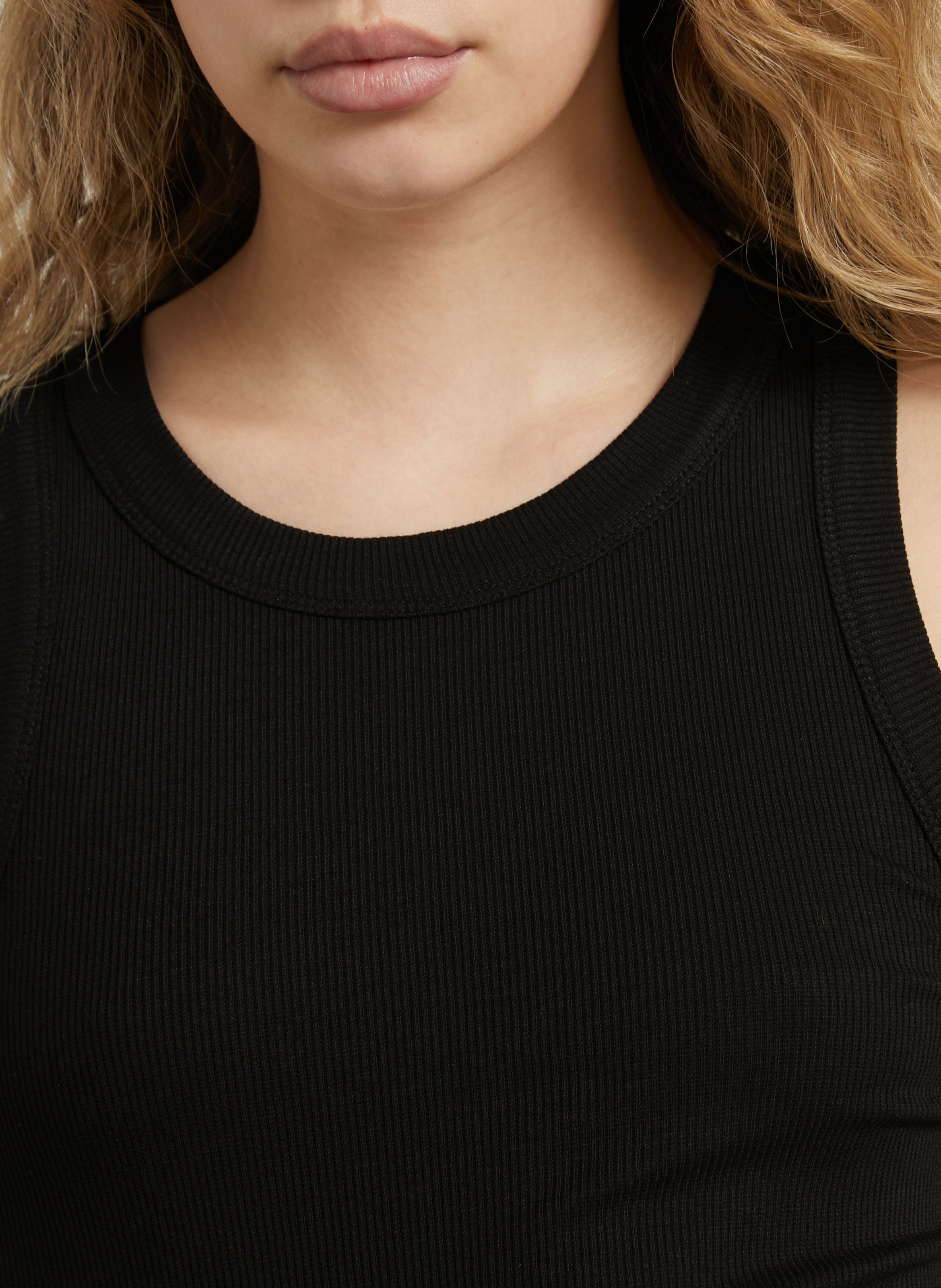 Mouwloze top met ronde hals MAJESTIC FILATURES Zwart