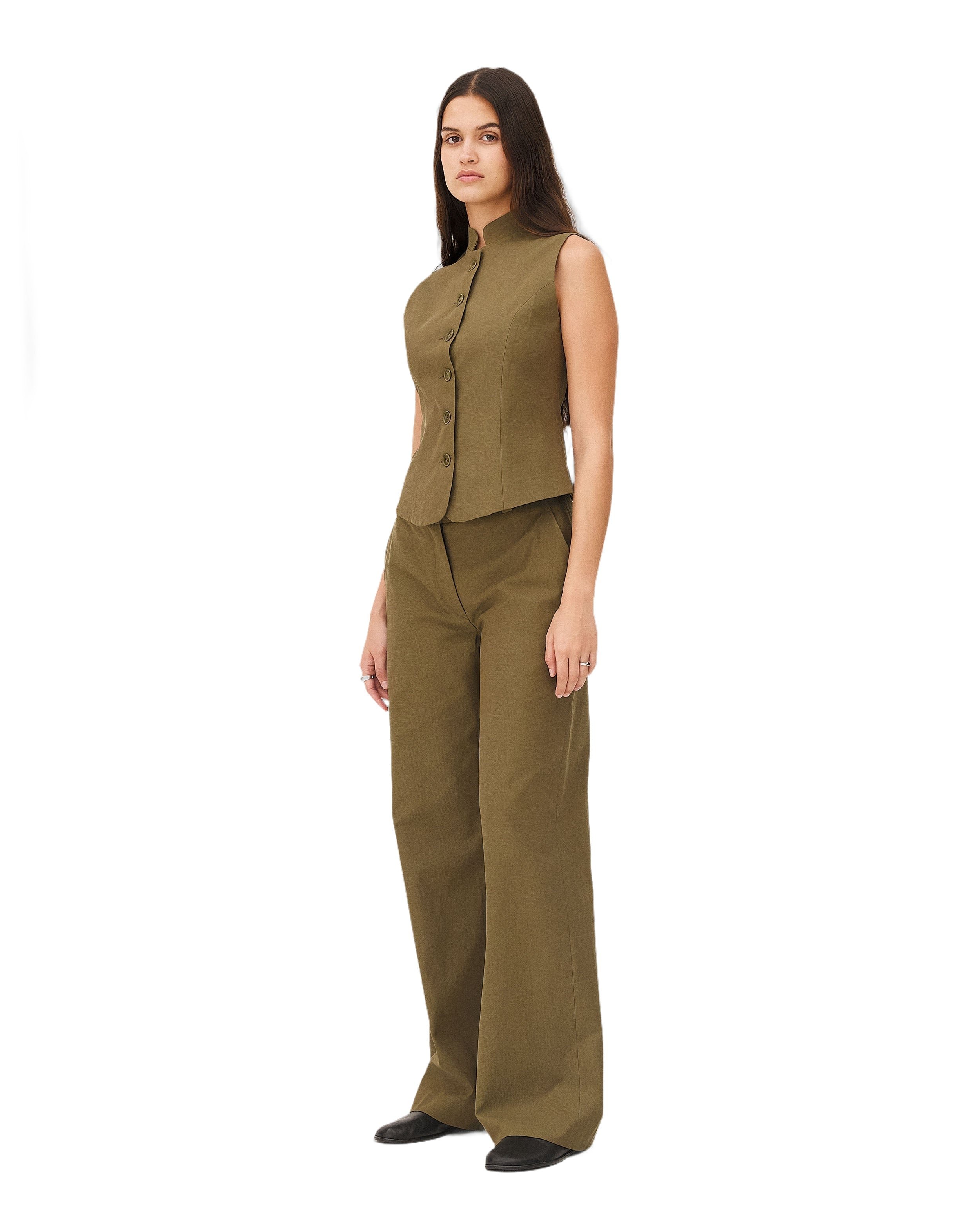 Flared pants GILIA KHAKI BROWN Noyoco Brown