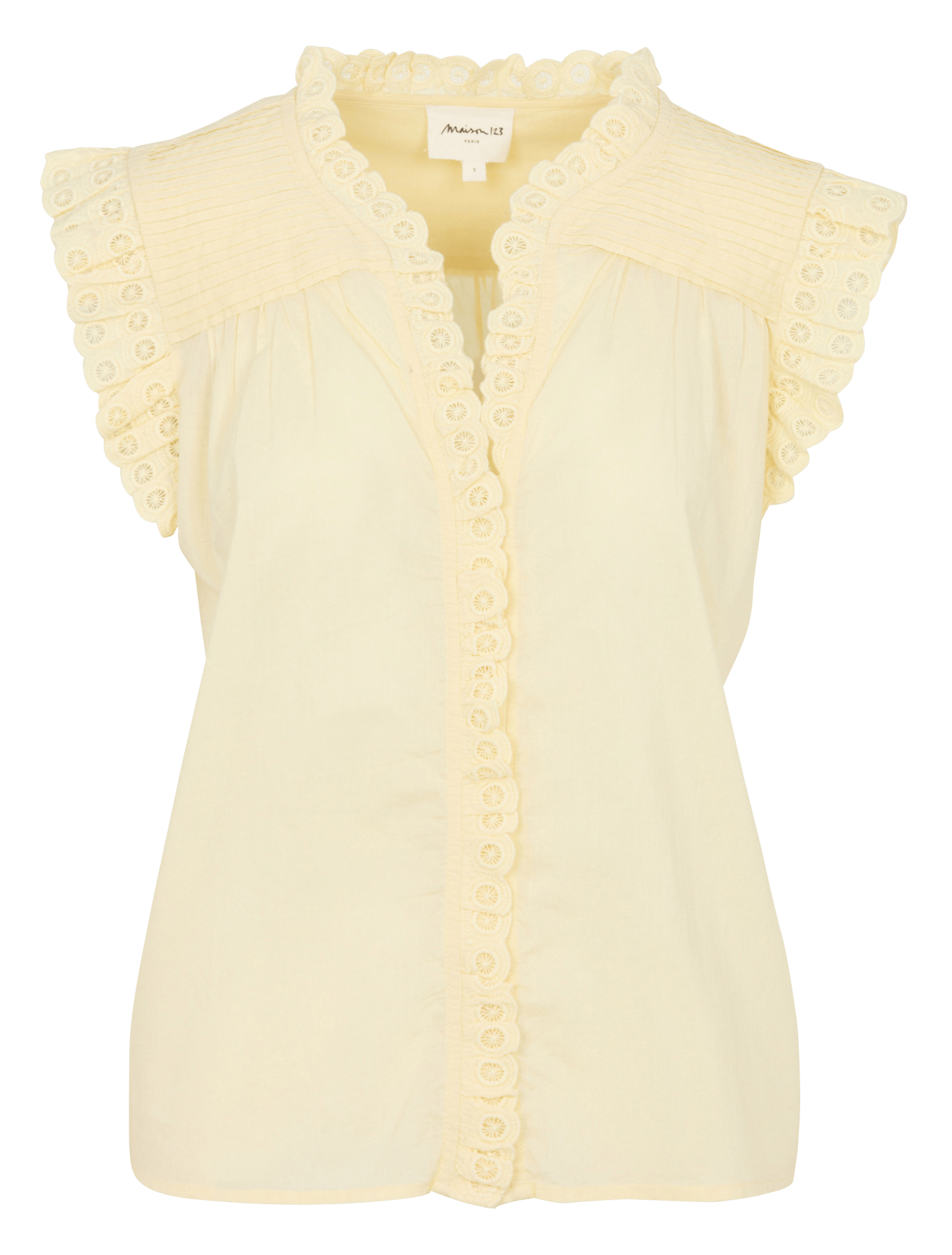 Top sans manches uni brodé MAISON 123 Jaune