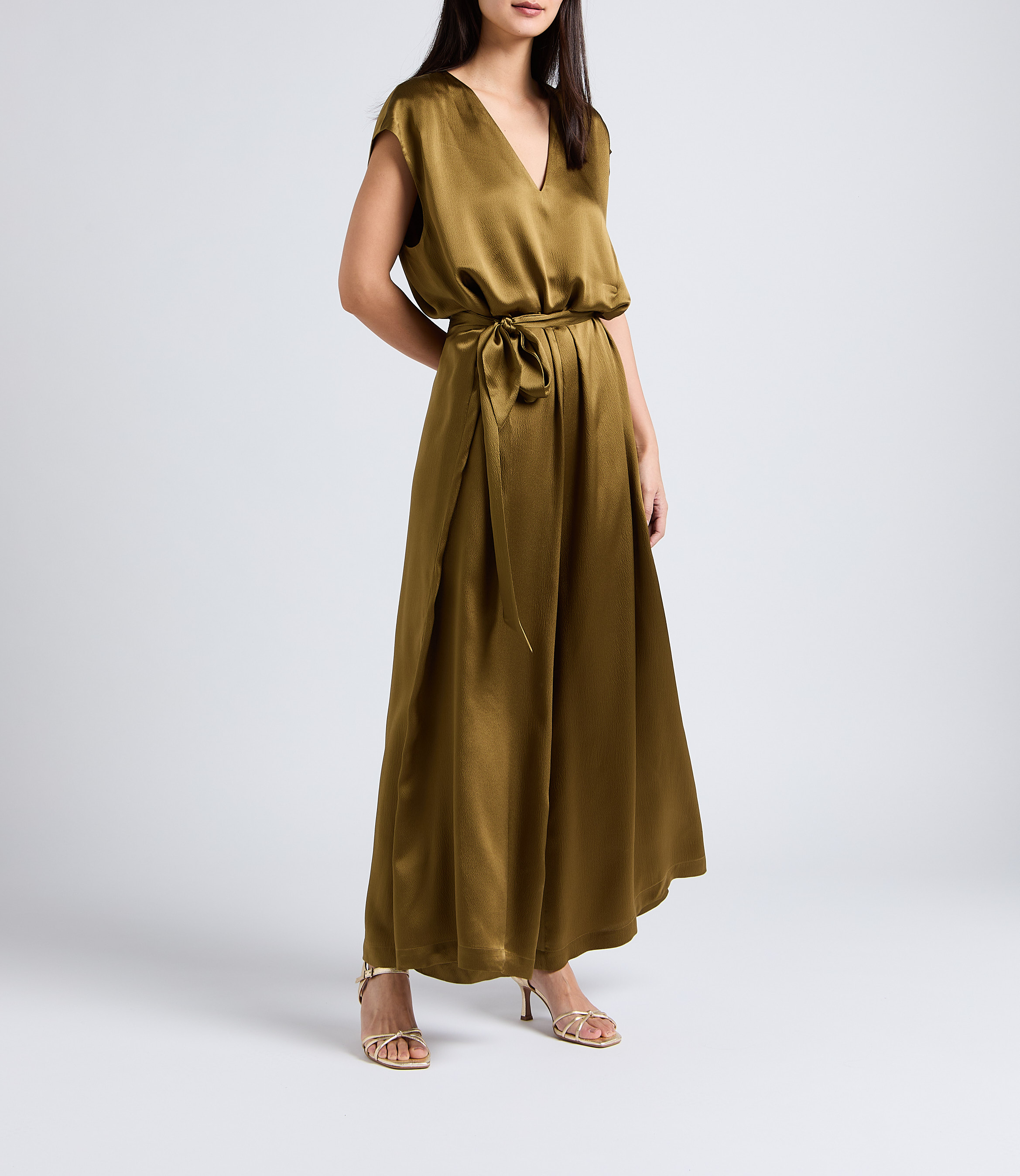 Combinaison pantalon large en soie KARMA KOMA Marron