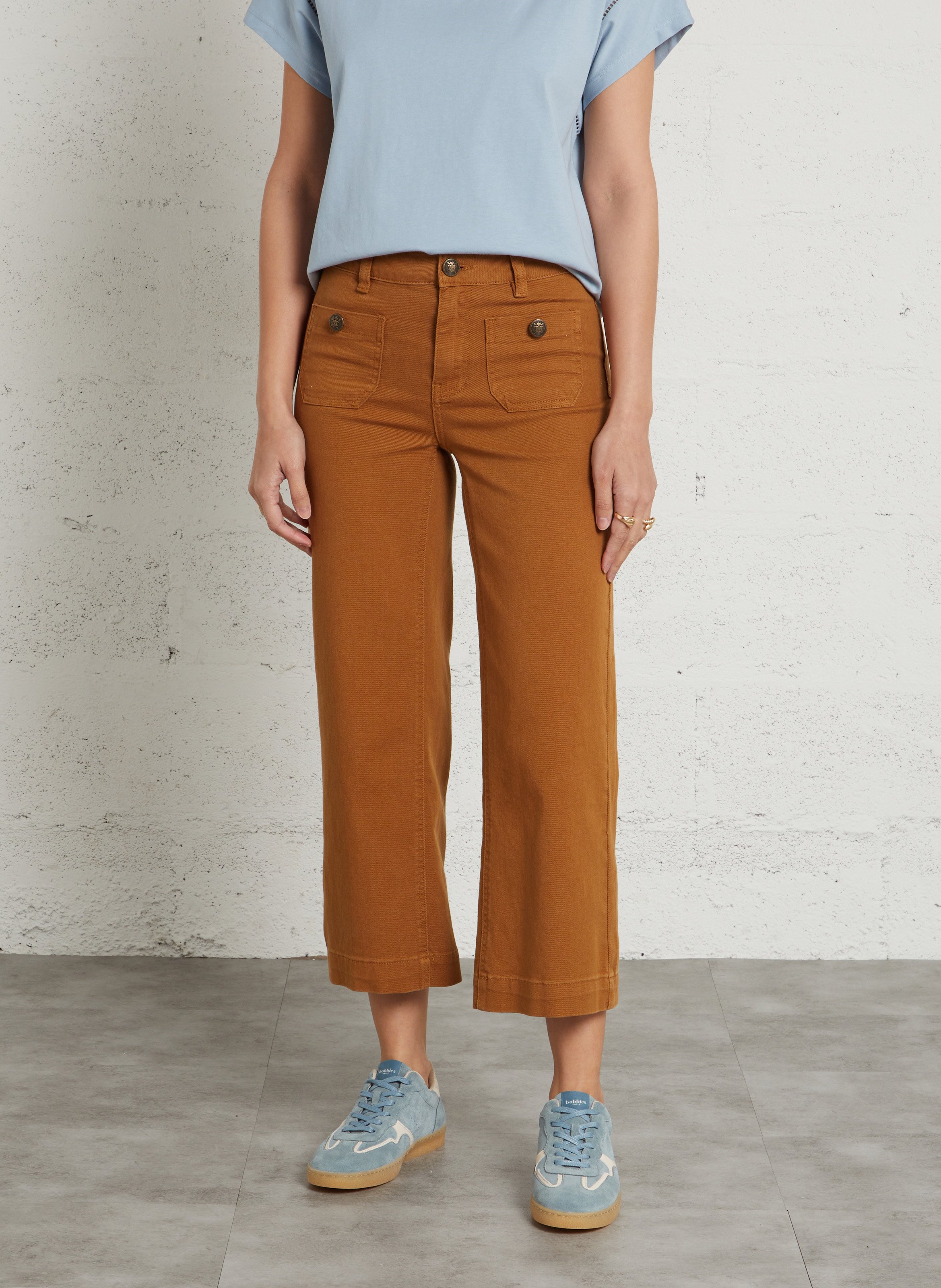 Jean raccourci droit uni MAISON 123 Marron