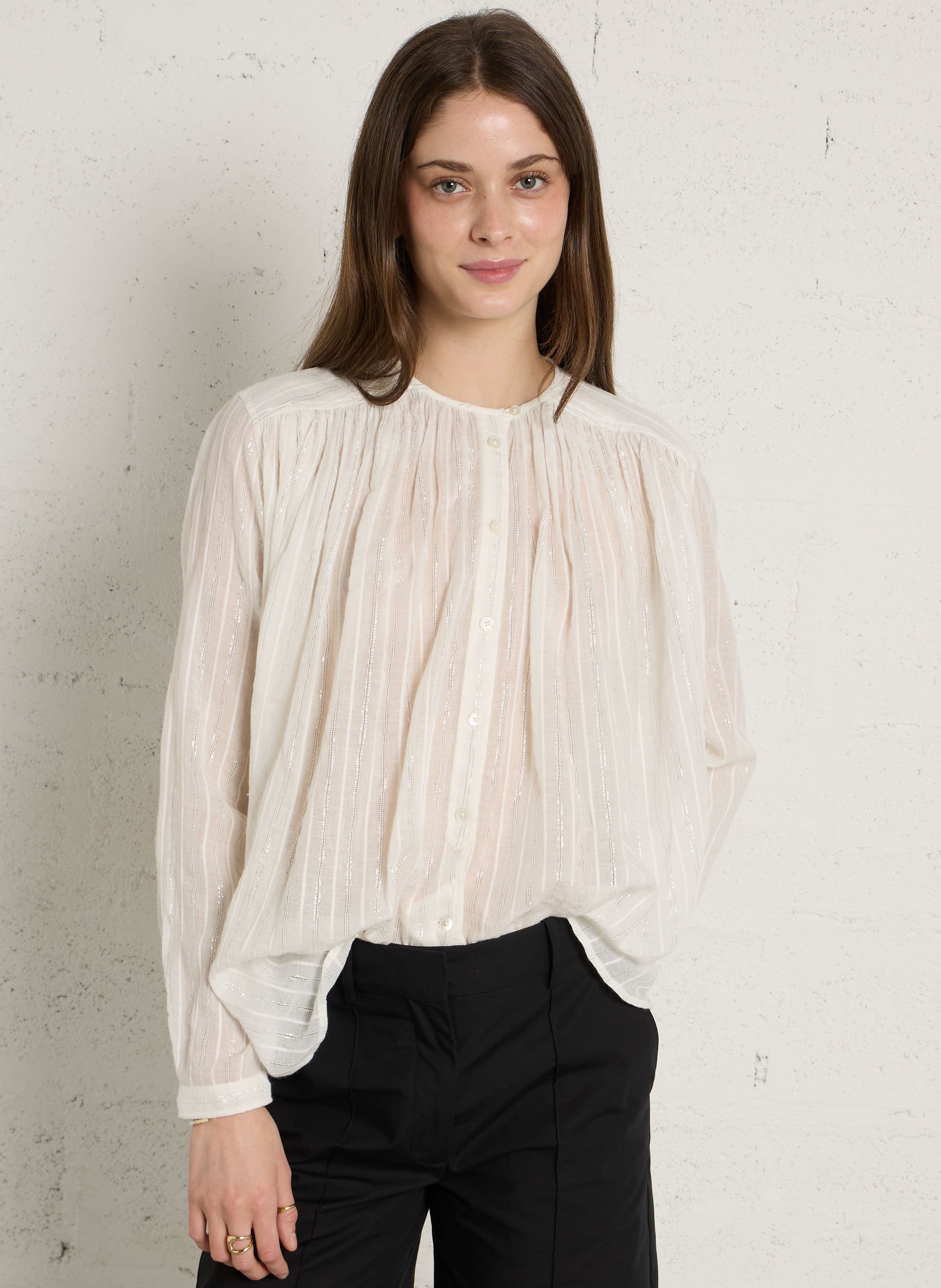 Oversize Rundhalsausschnitt Hemd aus Baumwollmischung LAURENCE BRAS Weiss