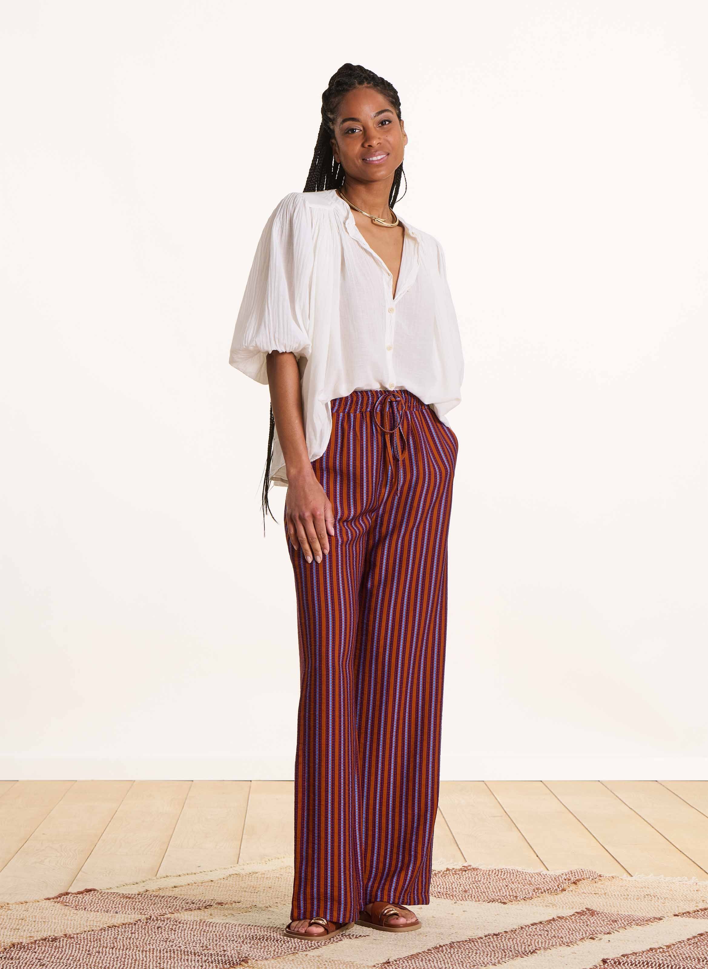 Pantalon large à rayures LA FEE MARABOUTEE Multicolore