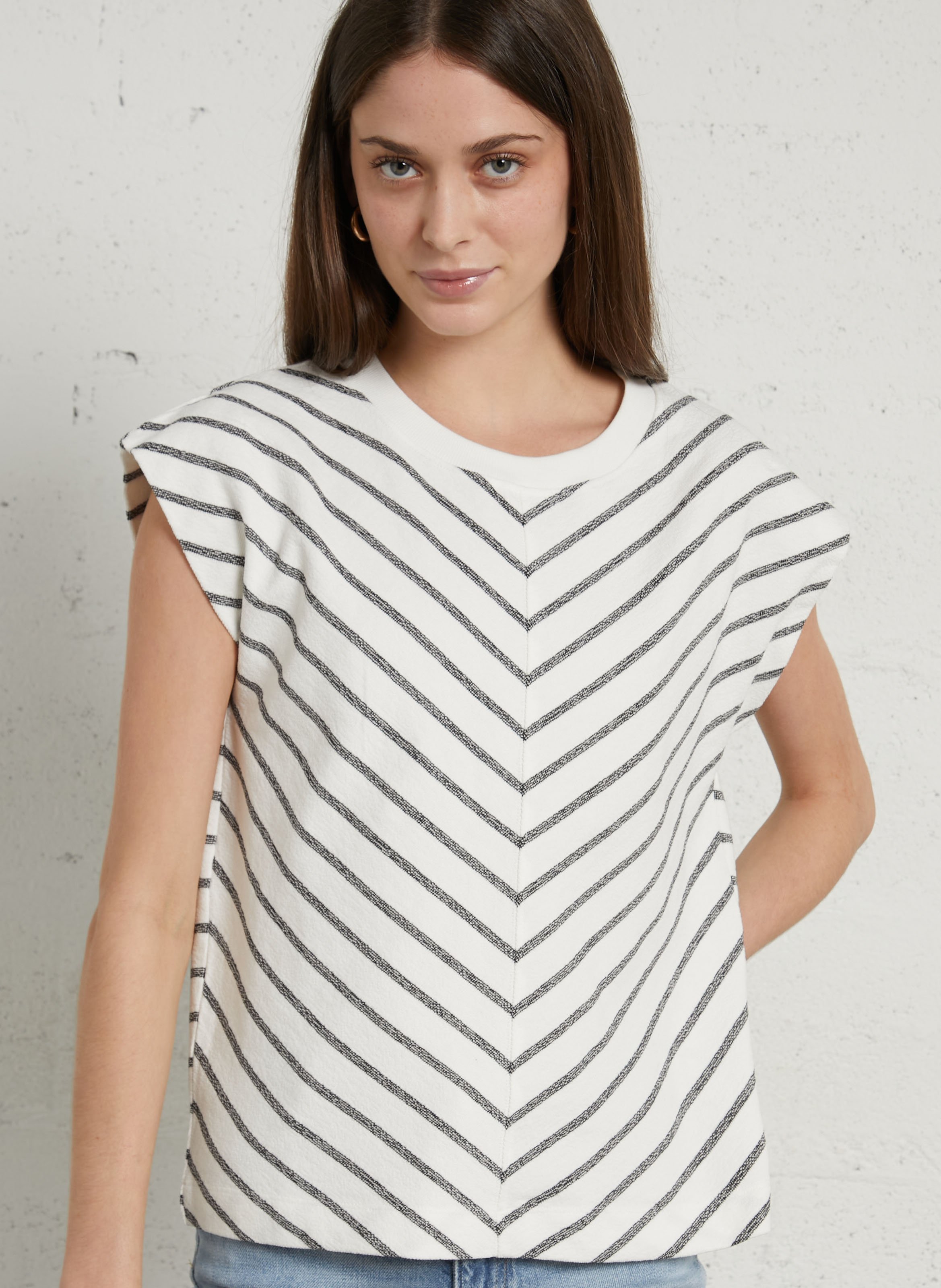 Tee-shirt col rond en coton MAISON 123 Beige