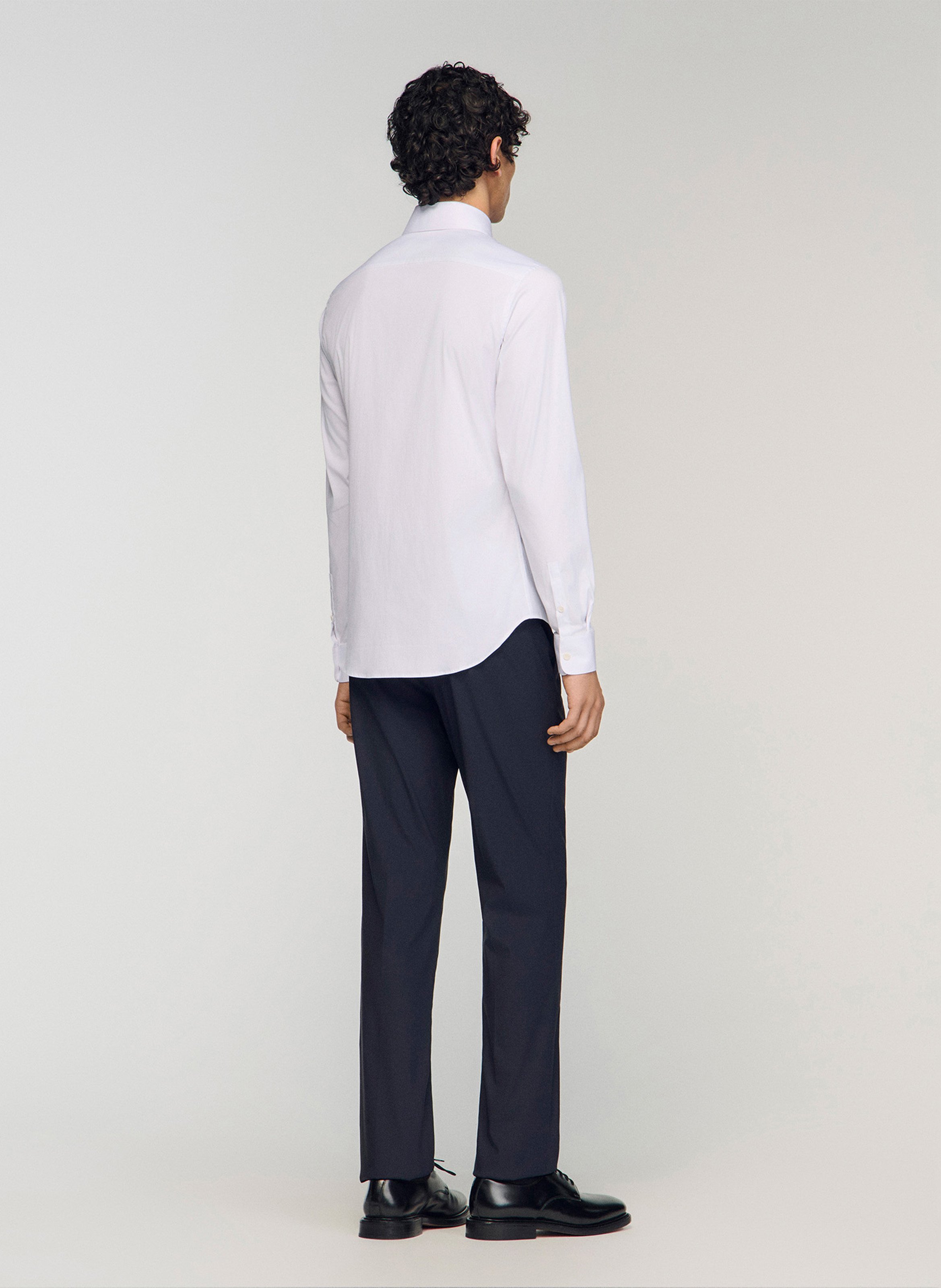 Straight-fit overhemd van katoenmix SANDRO Wit
