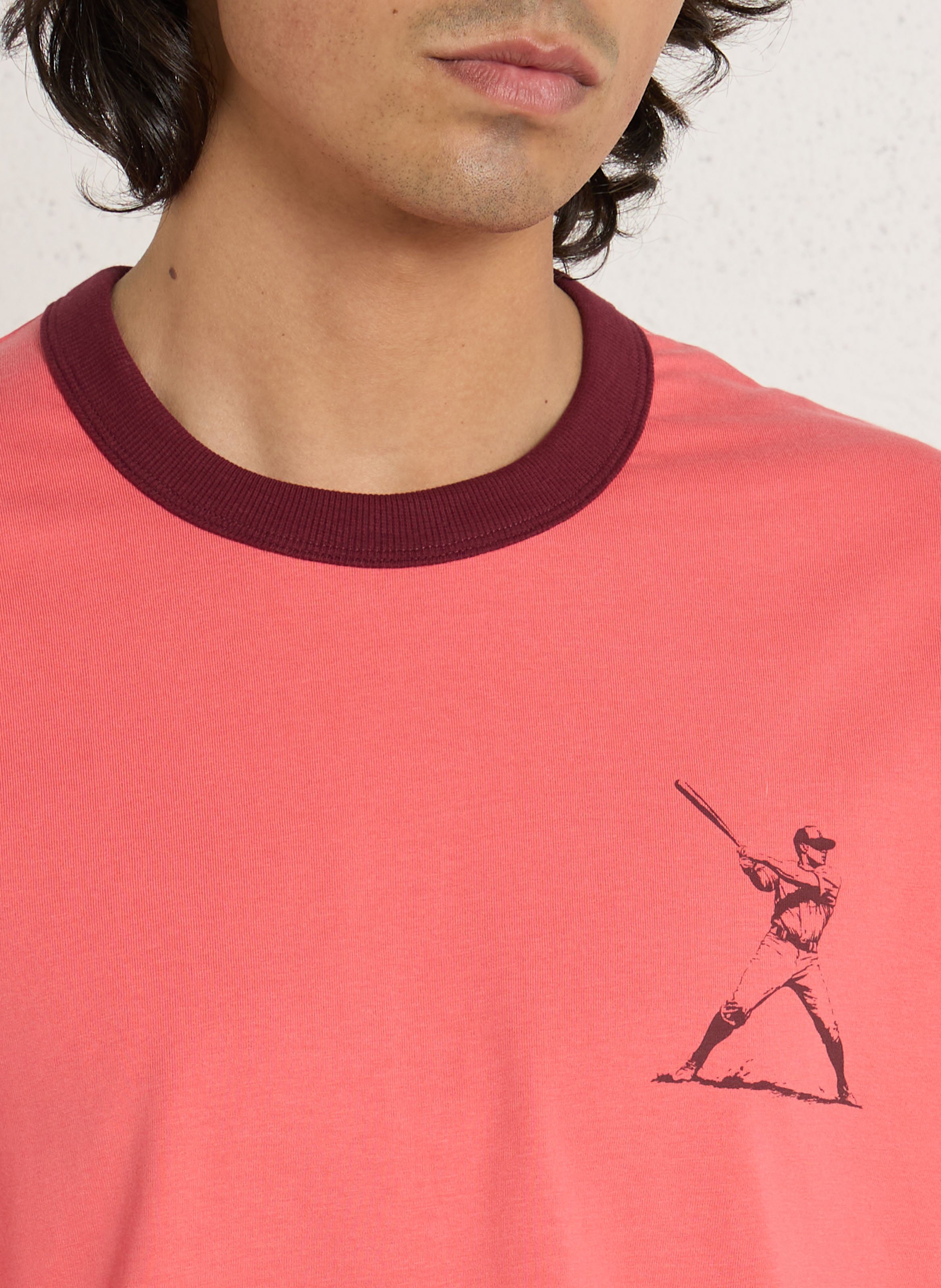 Recht T-shirt met ronde hals en zeefdruk CHEVIGNON Rood