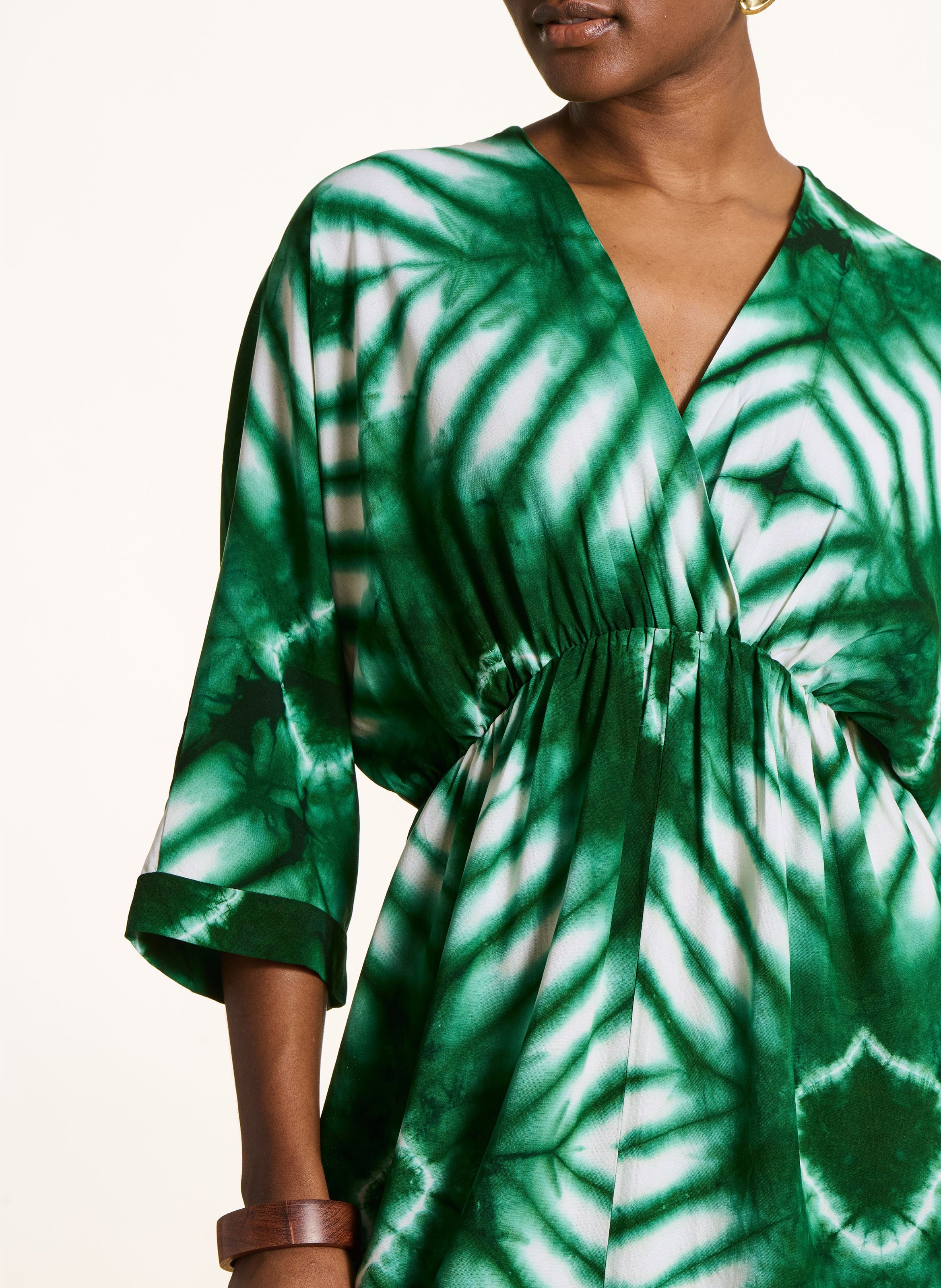 Long loose-fit printed dress LA FEE MARABOUTEE Green