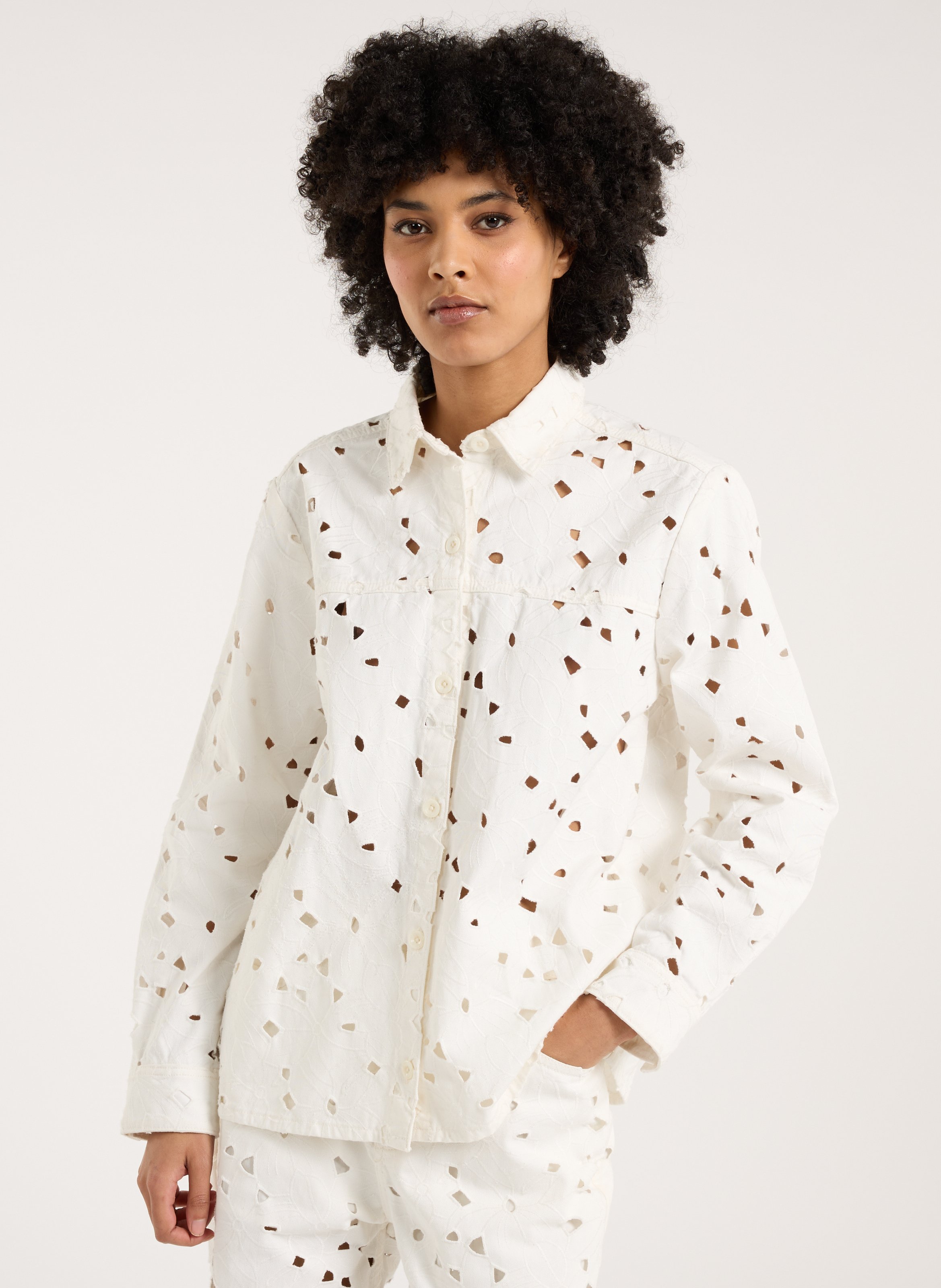 Blouse met klassieke kraag SAISON 1865 Wit