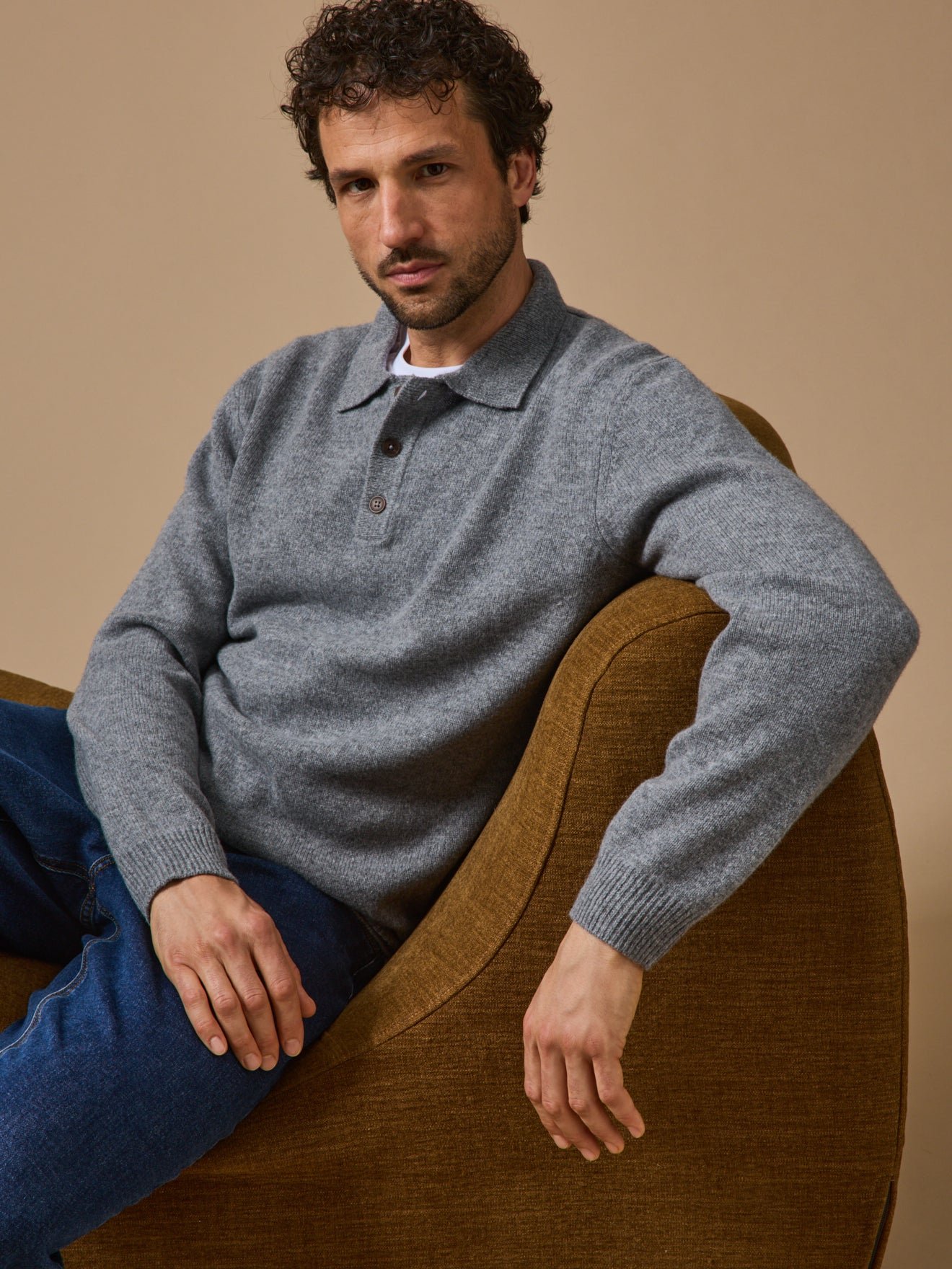 Pull col polo CYRILLUS Gris