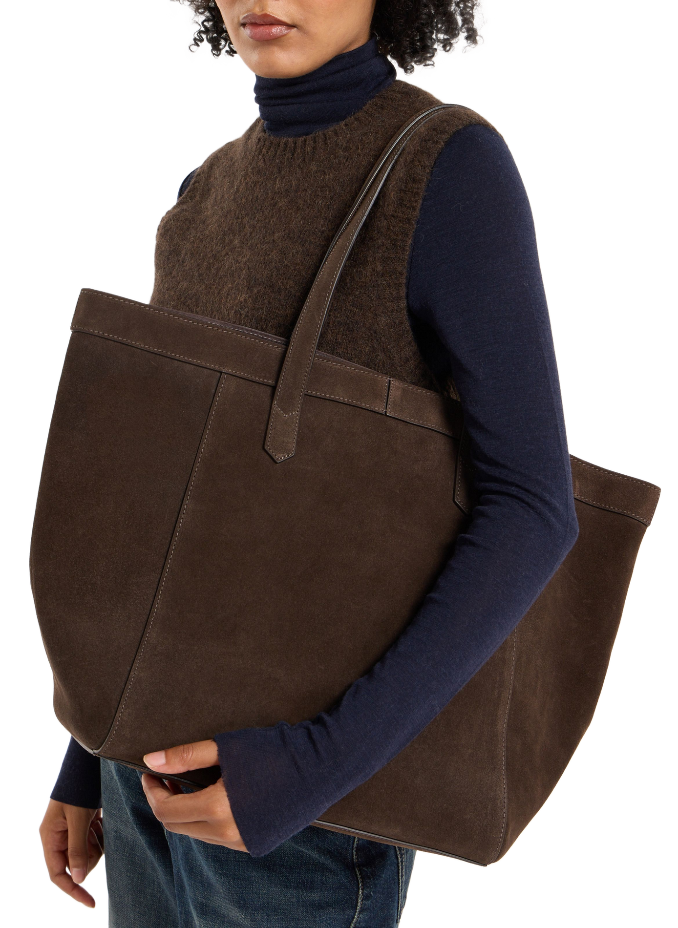 Enzo suede leather tote bag SAISON 1865 Brown