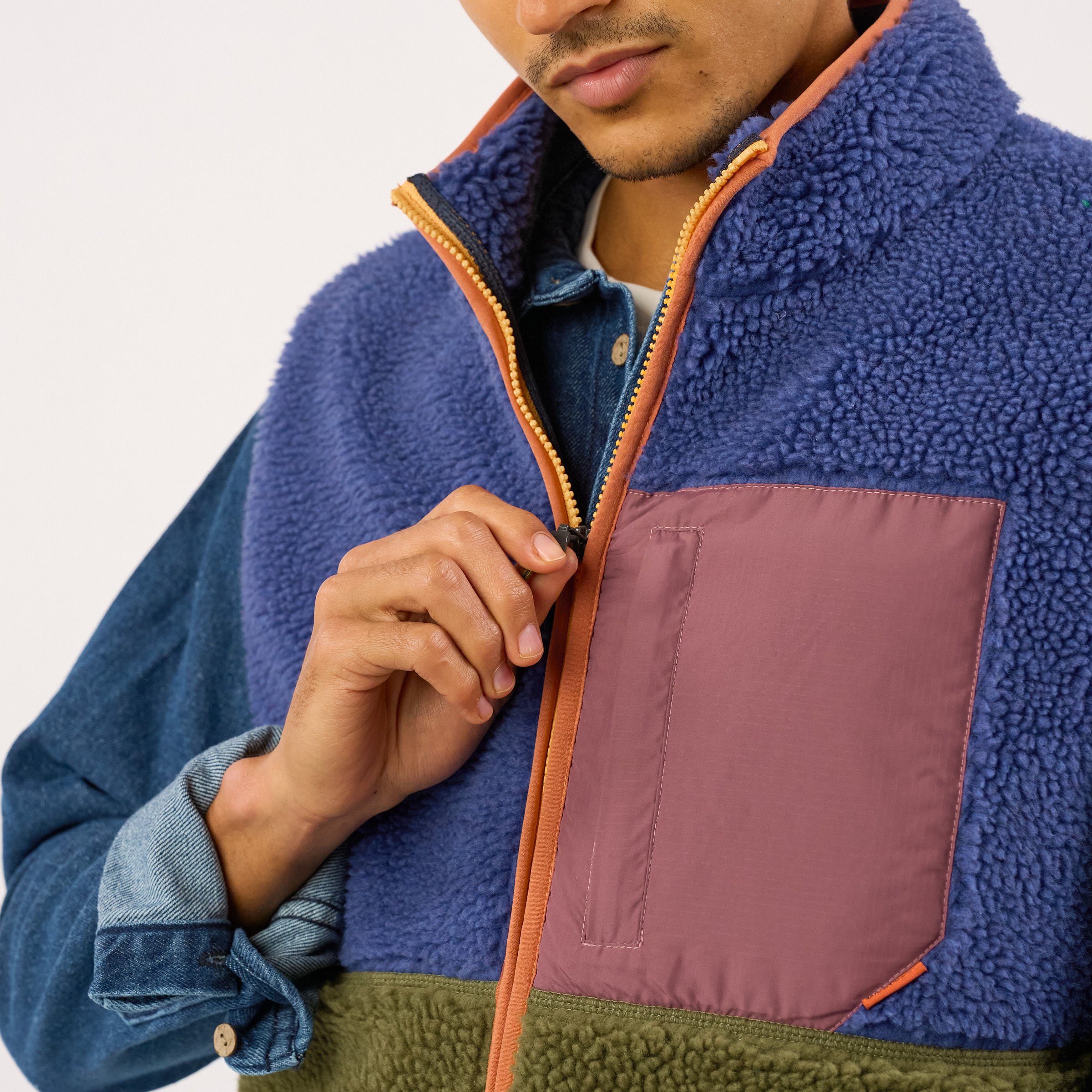 Sleeveless Sherpa Zip-Up Vest | Blue BILLYBELT Men