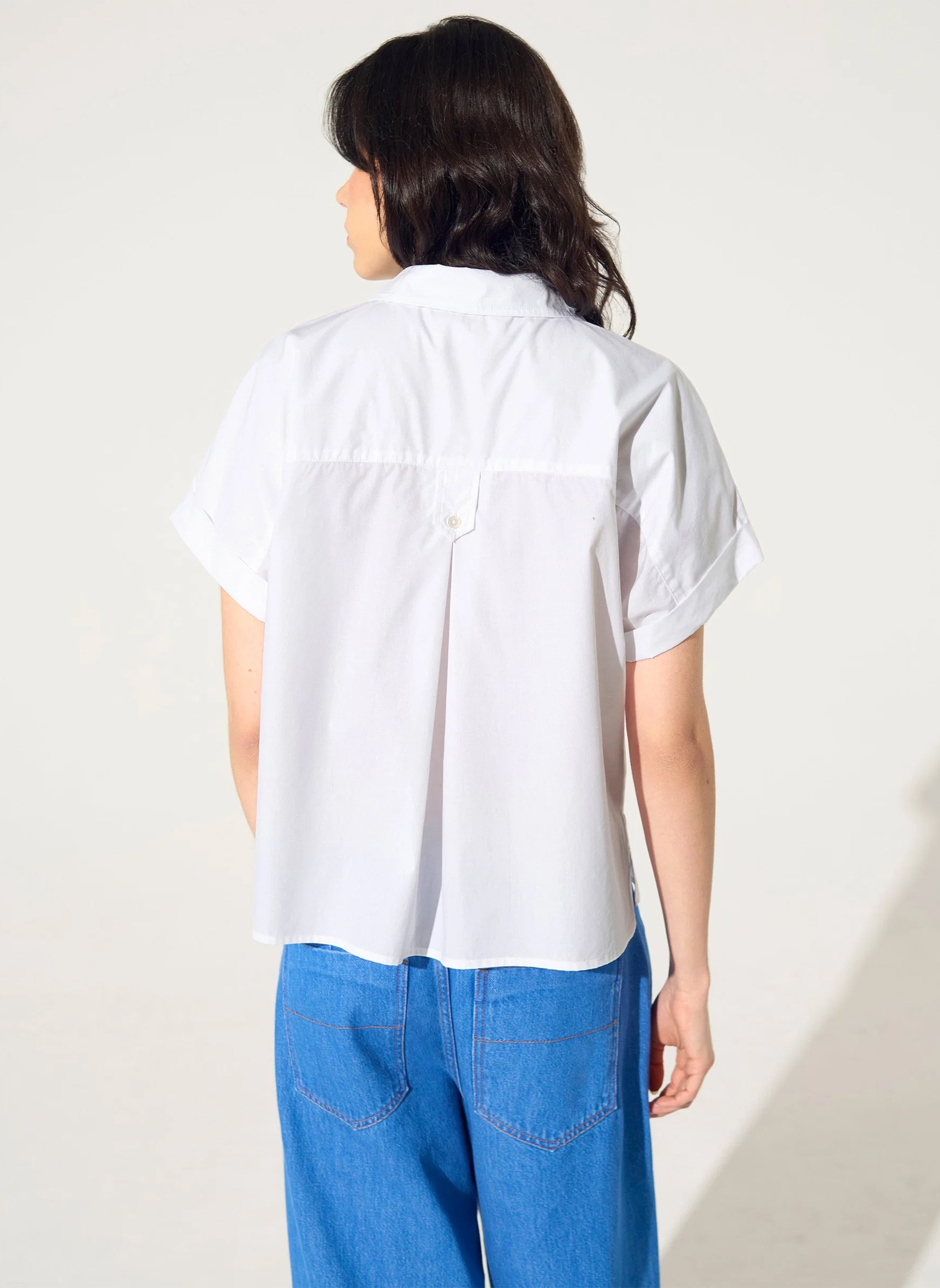 Loose-fit organic cotton shirt with classic collar COTELAC ACOTE White