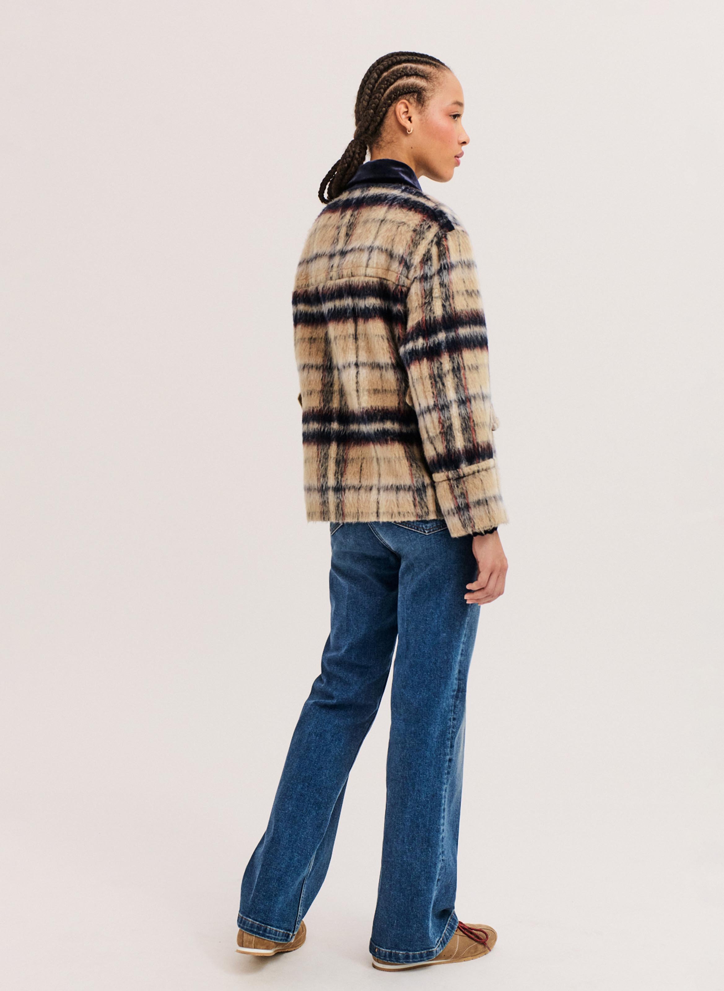 Manteau court à carreaux PABLO Beige