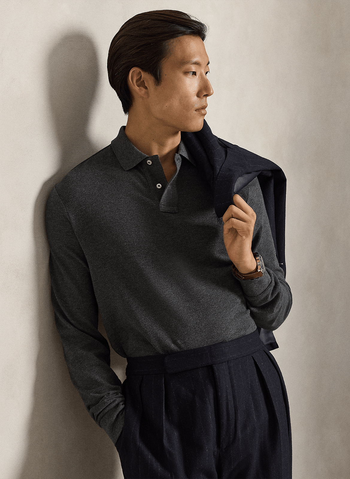 Langärmliges Poloshirt aus Baumwoll-Piqué, Regular Fit POLO RALPH LAUREN Grau