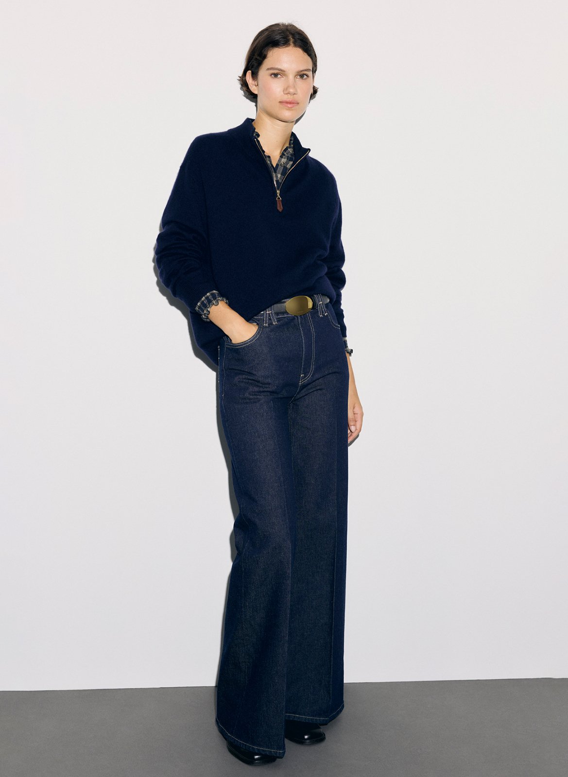 Cashmere zip-neck turtleneck sweater GERARD DAREL Blue