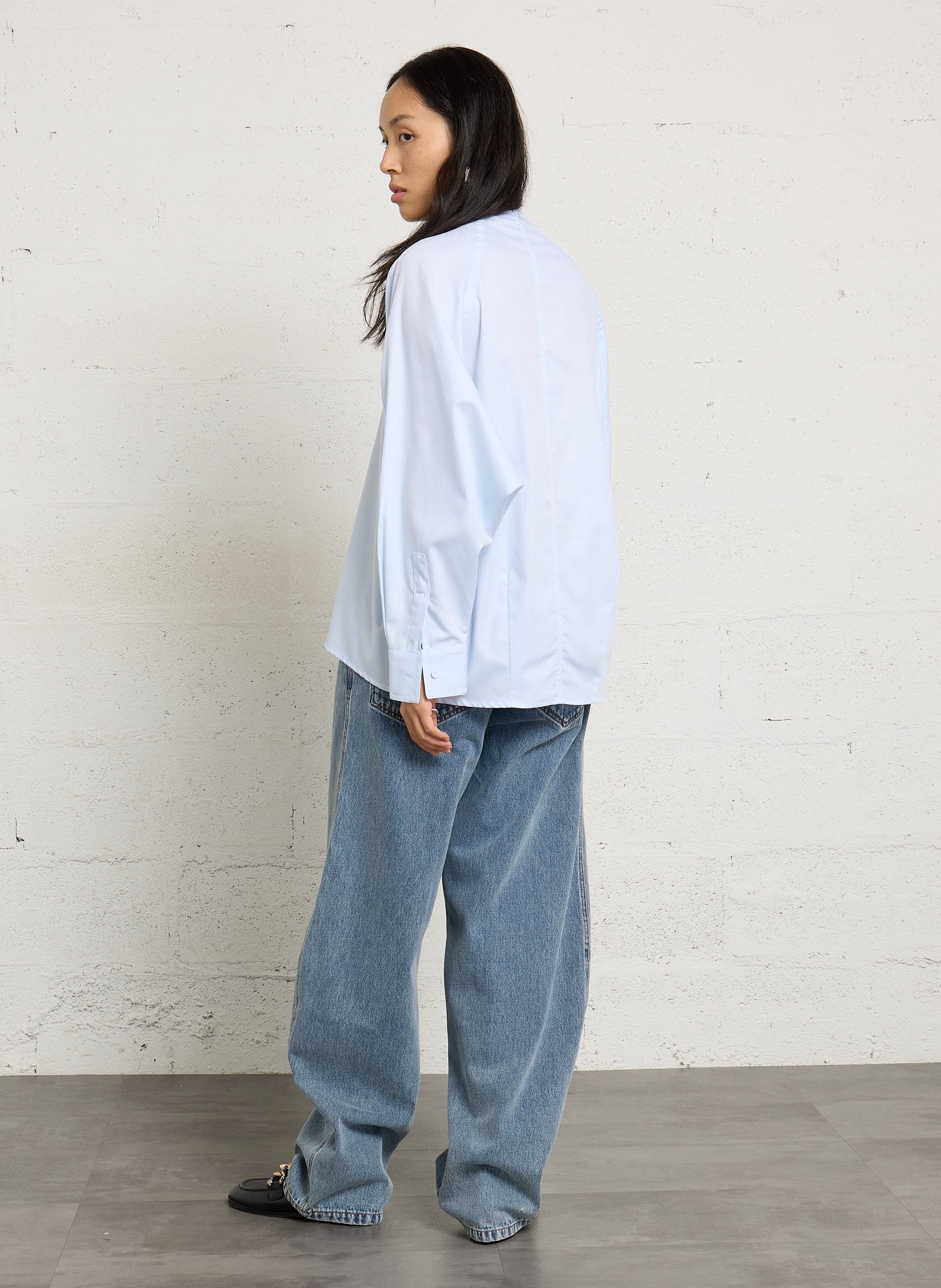 Katoenen mom-fit jeans met hoge taille MARGAUX LONNBERG Blauw
