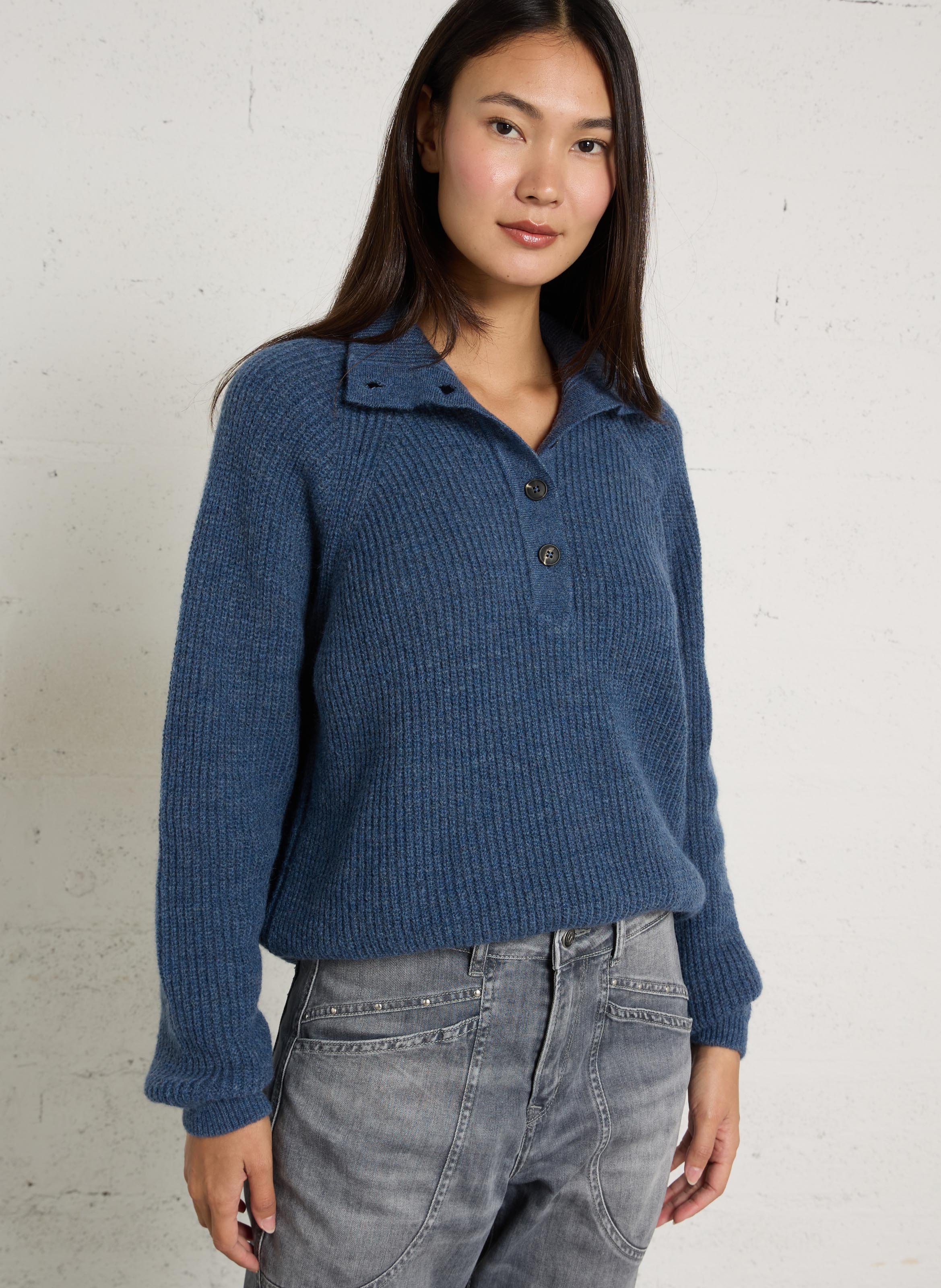 Trui met opstaande kraag | wolblend ARMOR LUX Blauw