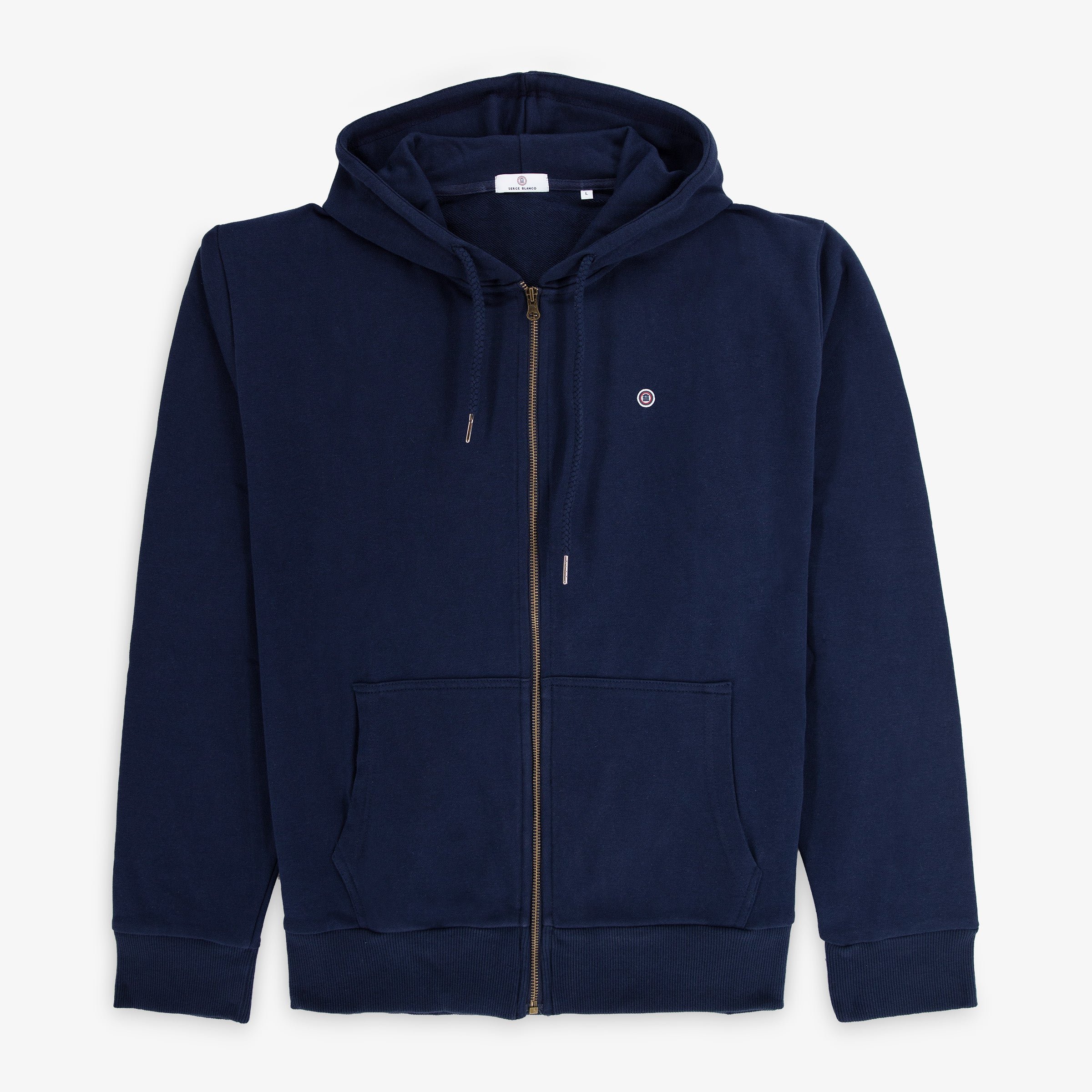 Zip-up hoodie in brushed cotton fleece SERGE BLANCO Blue