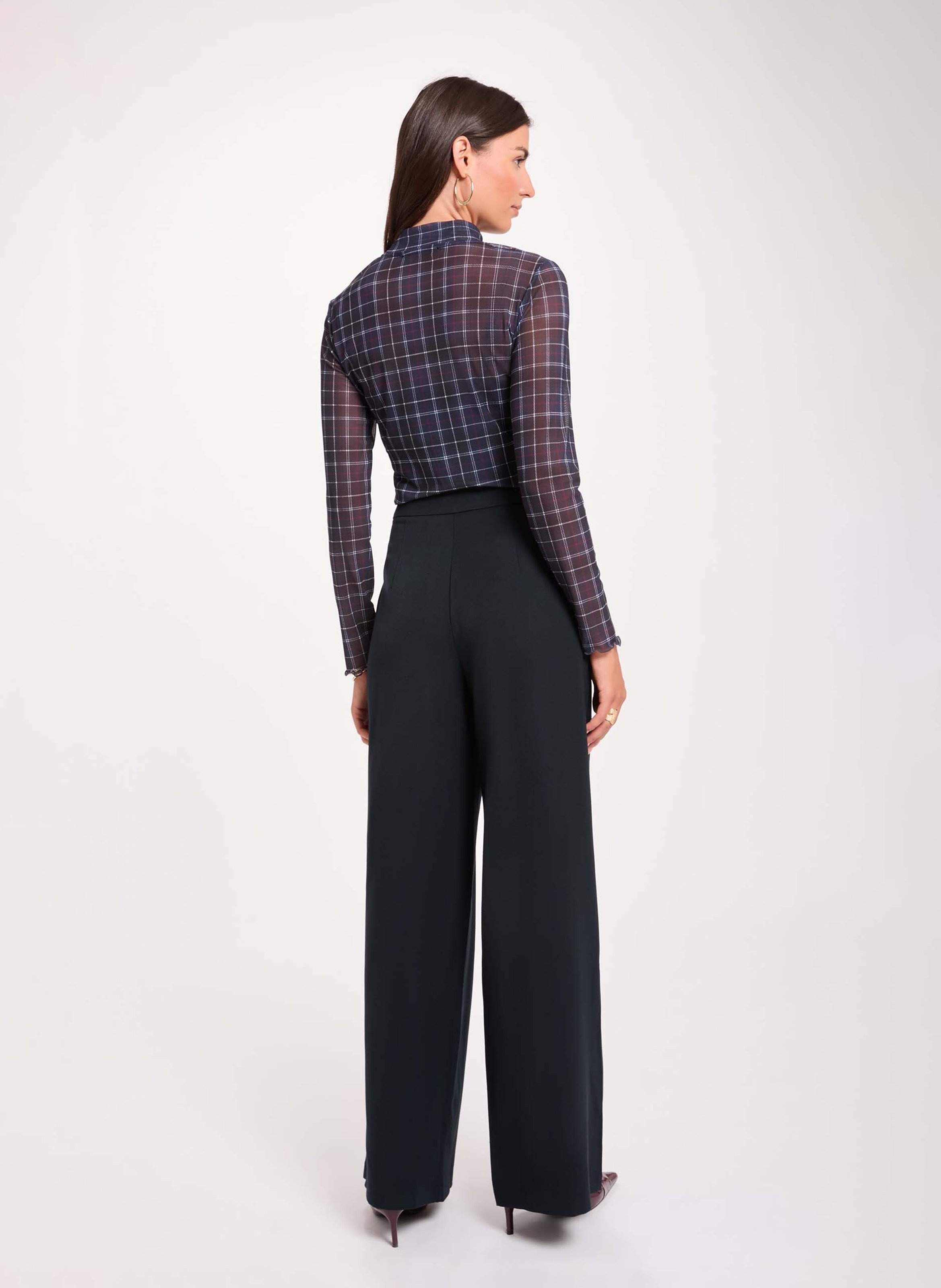 High-waisted wide-leg pleated trousers MORGAN Blue