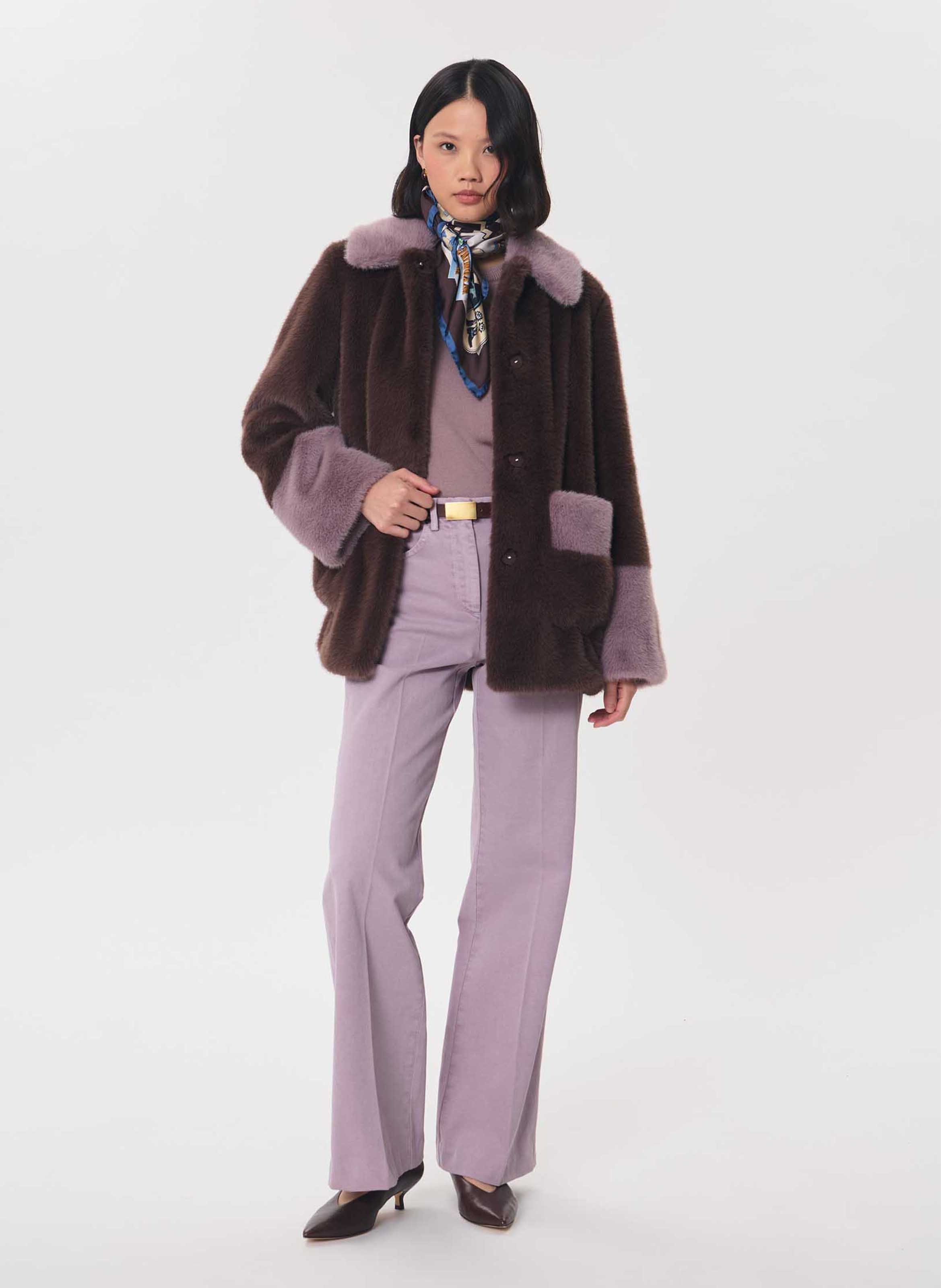 Einfarbige Straight-Jeans mit hohem Bund TARA JARMON Violett