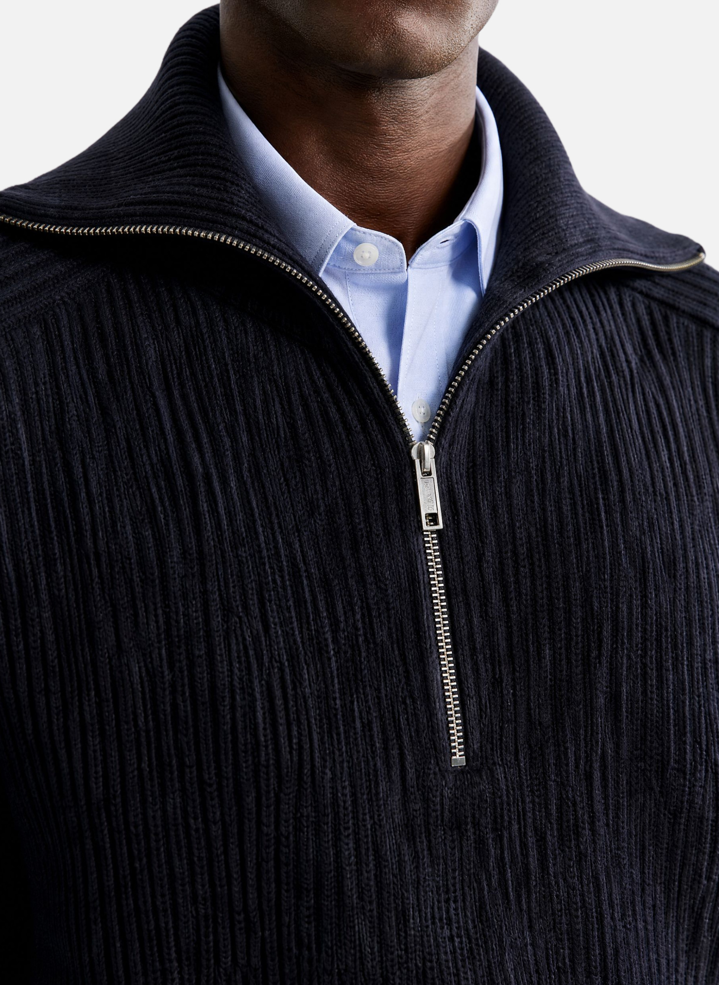 Wool zipped-neck sweater THE KOOPLES Blue