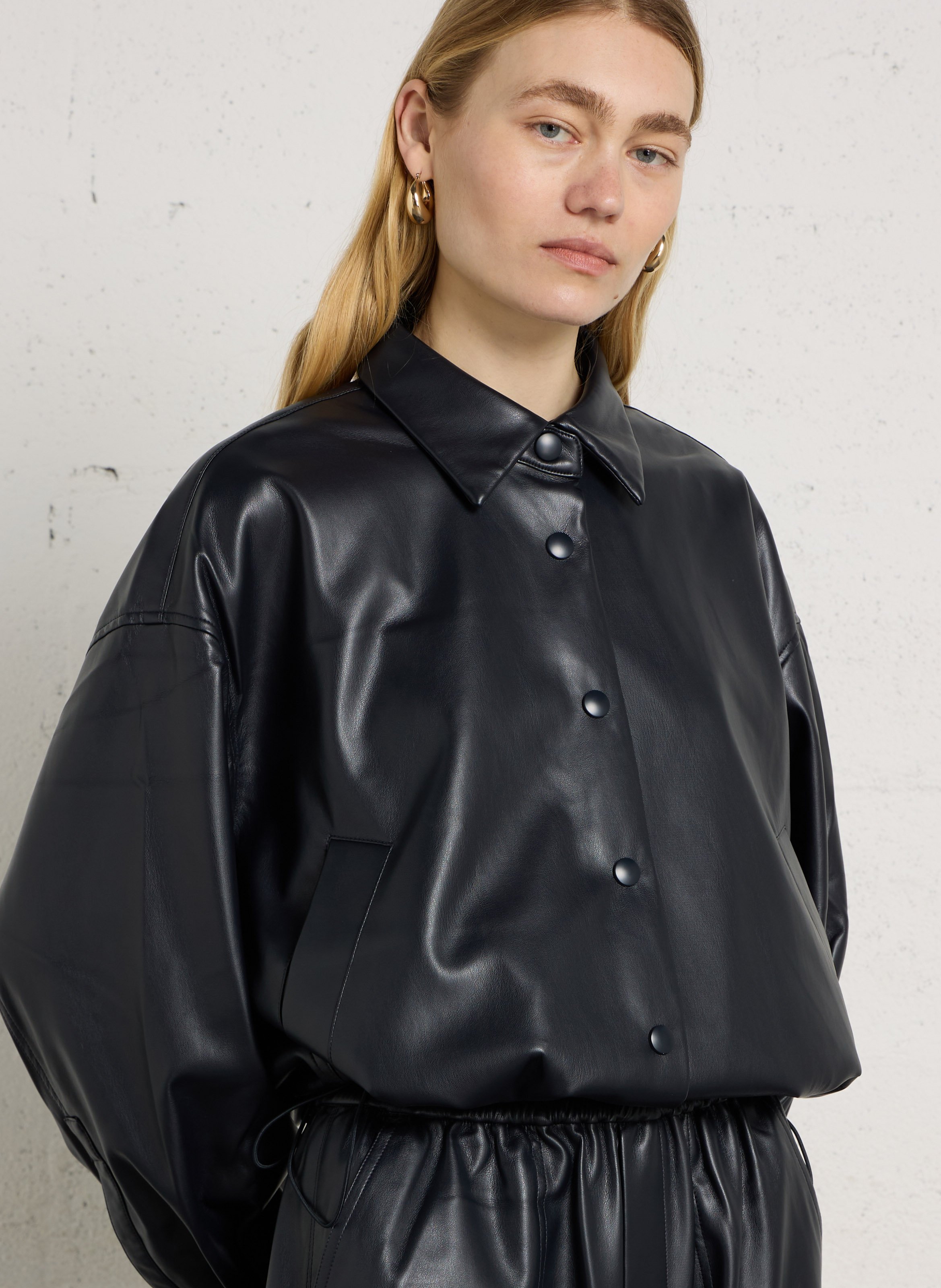 Imitation leather jacket BERENICE Blue