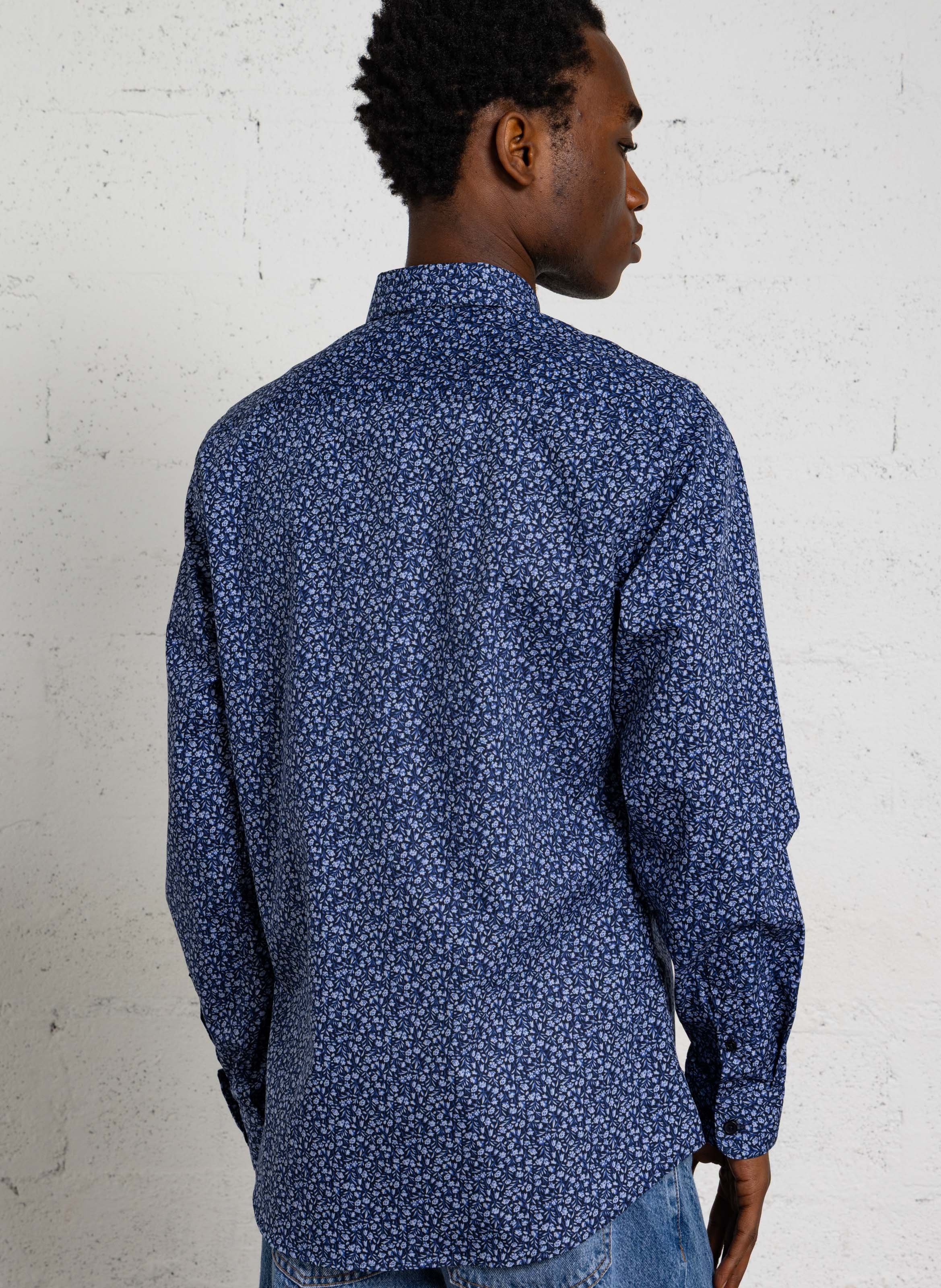 Chemise col classique en coton AU PRINTEMPS PARIS Bleu