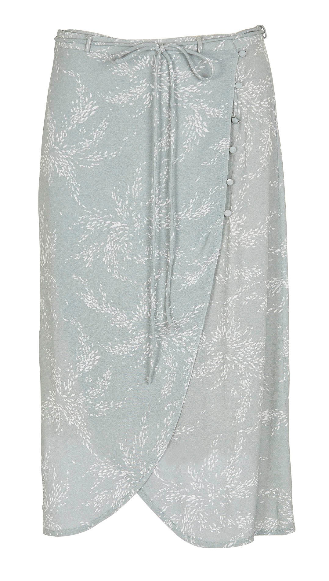 Jupe portefeuille midi en crêpe imprimé SWILDENS Vert