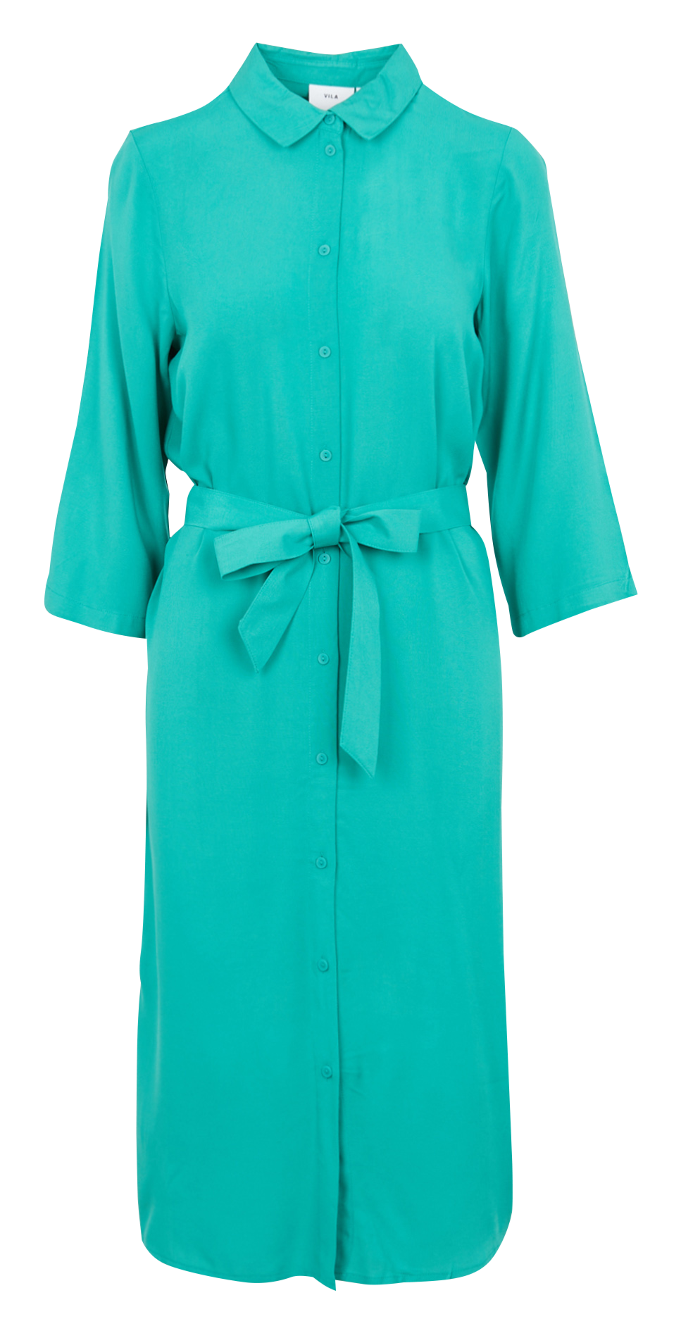 Robe midi droite col classique à imprimé  VILA Vert