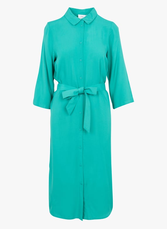 Robe midi droite col classique à imprimé Celina Vert Vila Femme