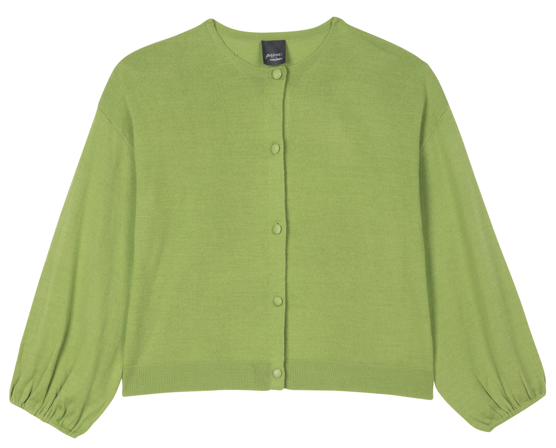Round-neck wool-blend cardigan PERSONA by Marina Rinaldi Green