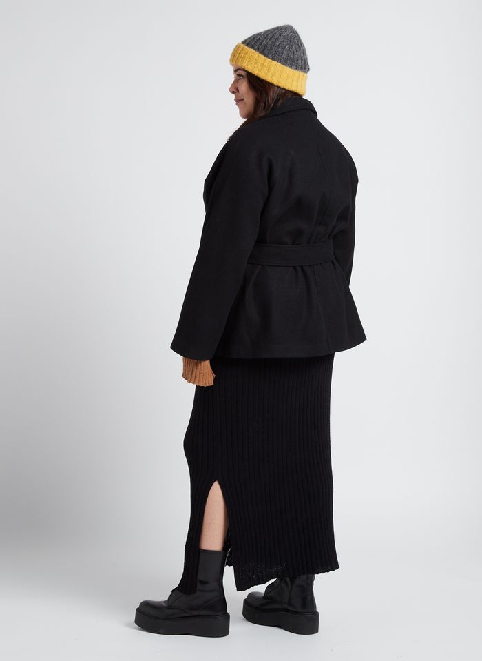 Belted Coat With Tailored Collar Black Gina Tricot - Women