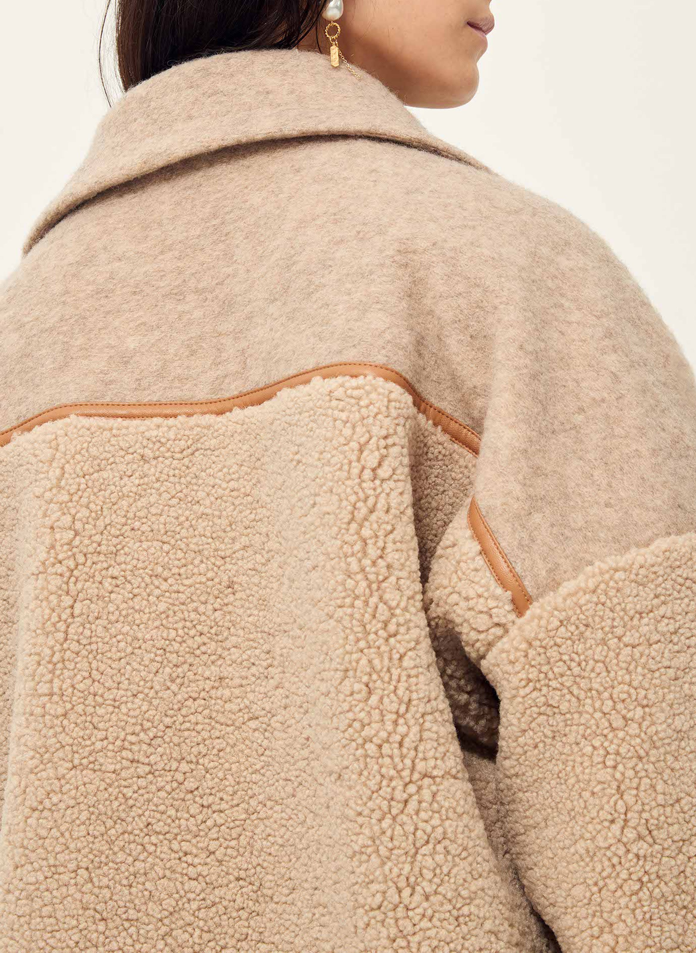 Veste oversize en laine mélangée SESSUN Beige