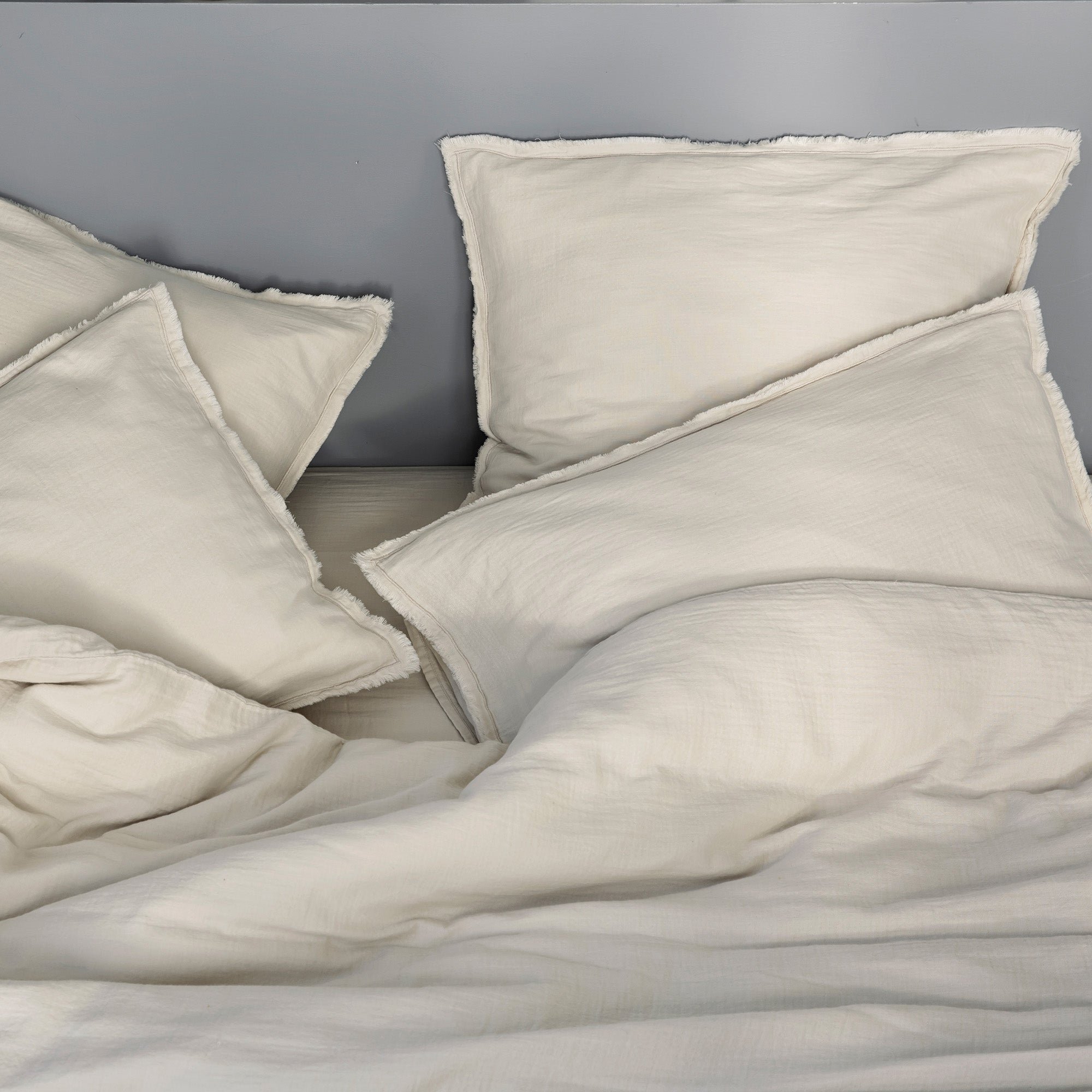 Set of 2 cotton pillowcases LOU Ficelle