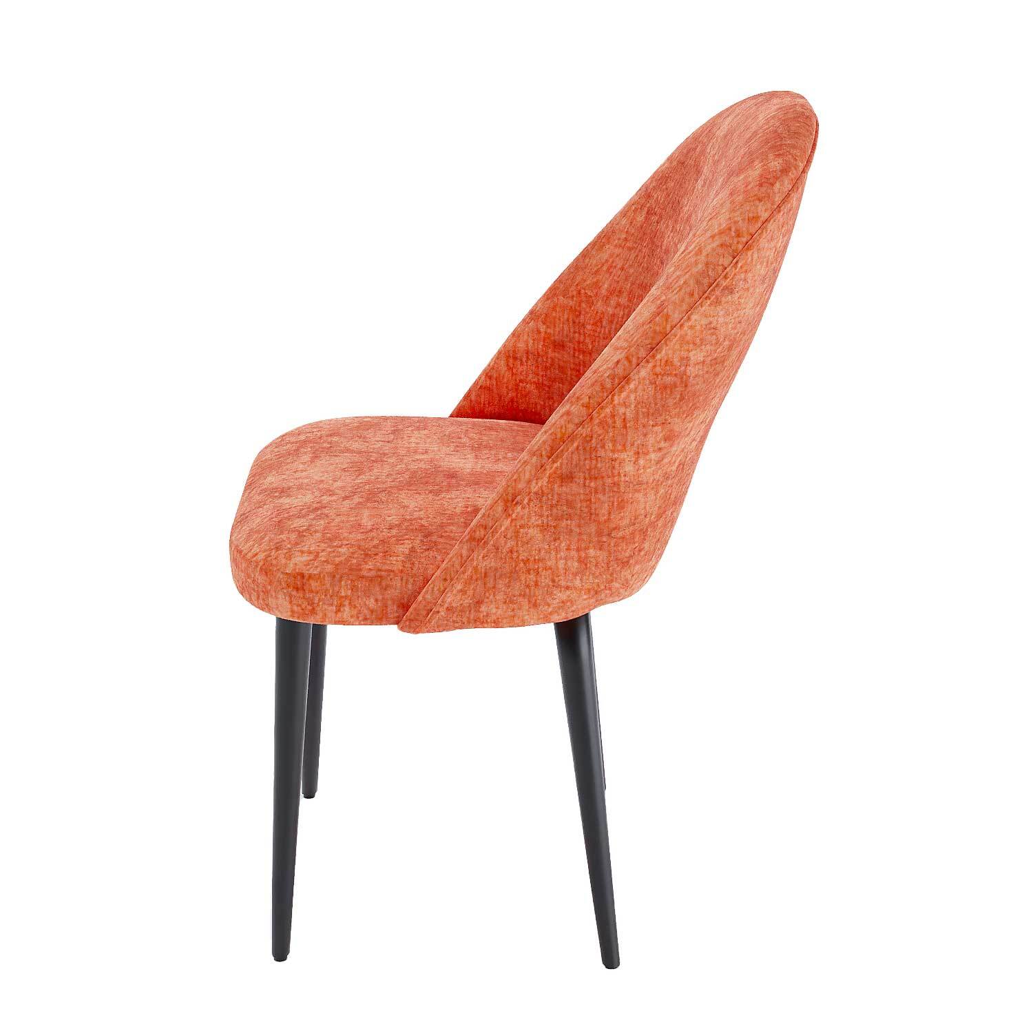 Set of 2 black fabric & metal chairs Orange