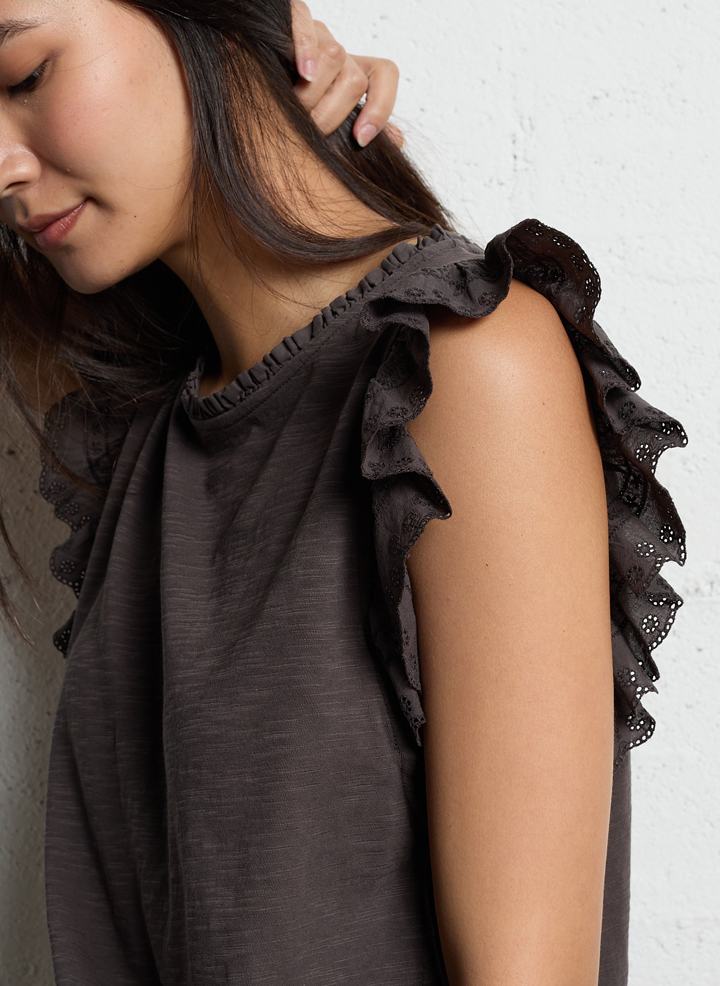 Tee-shirt col rond en coton EMILE ET IDA Noir