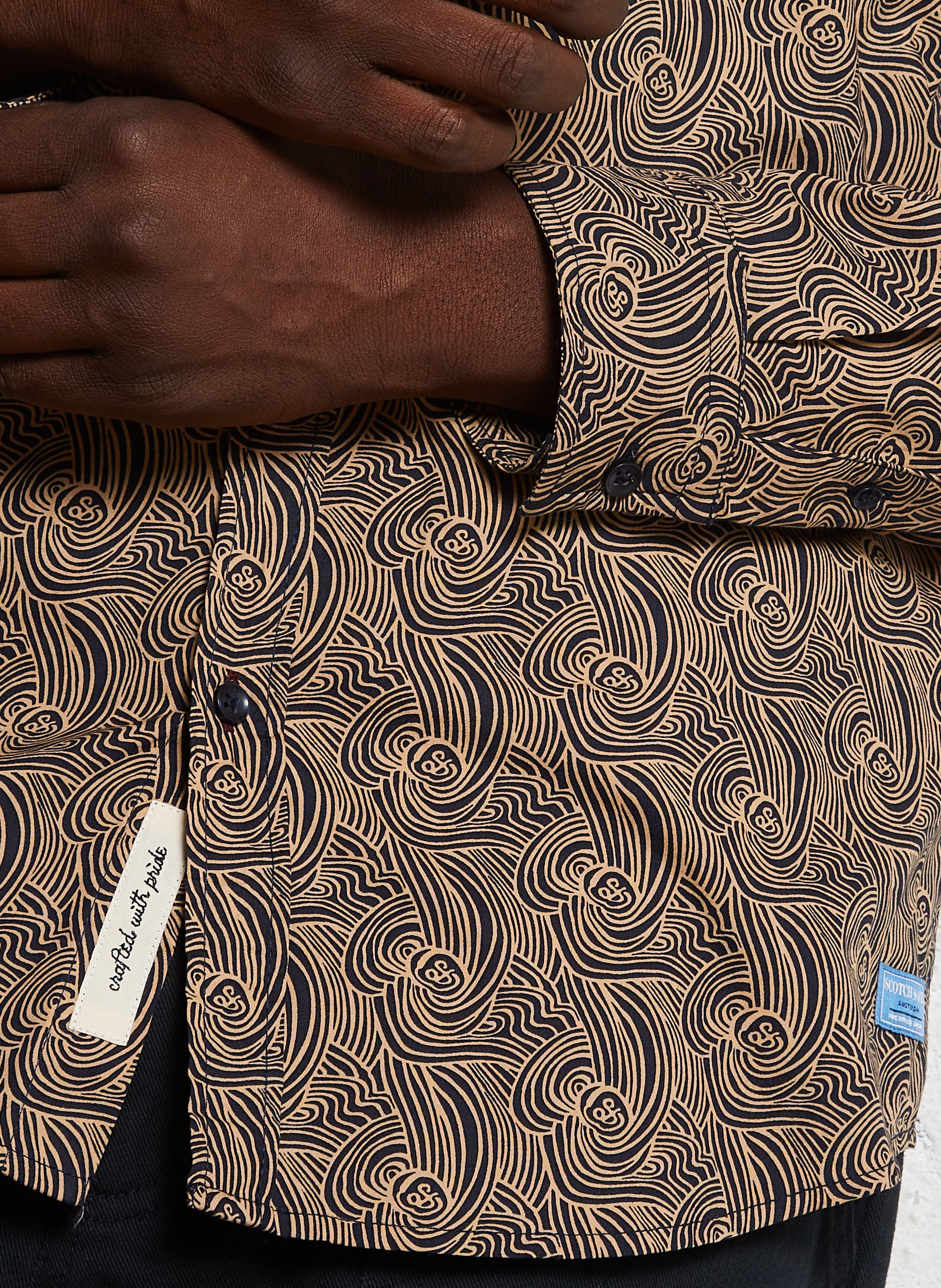 Recht, katoenen overhemd met print SCOTCH AND SODA Beige