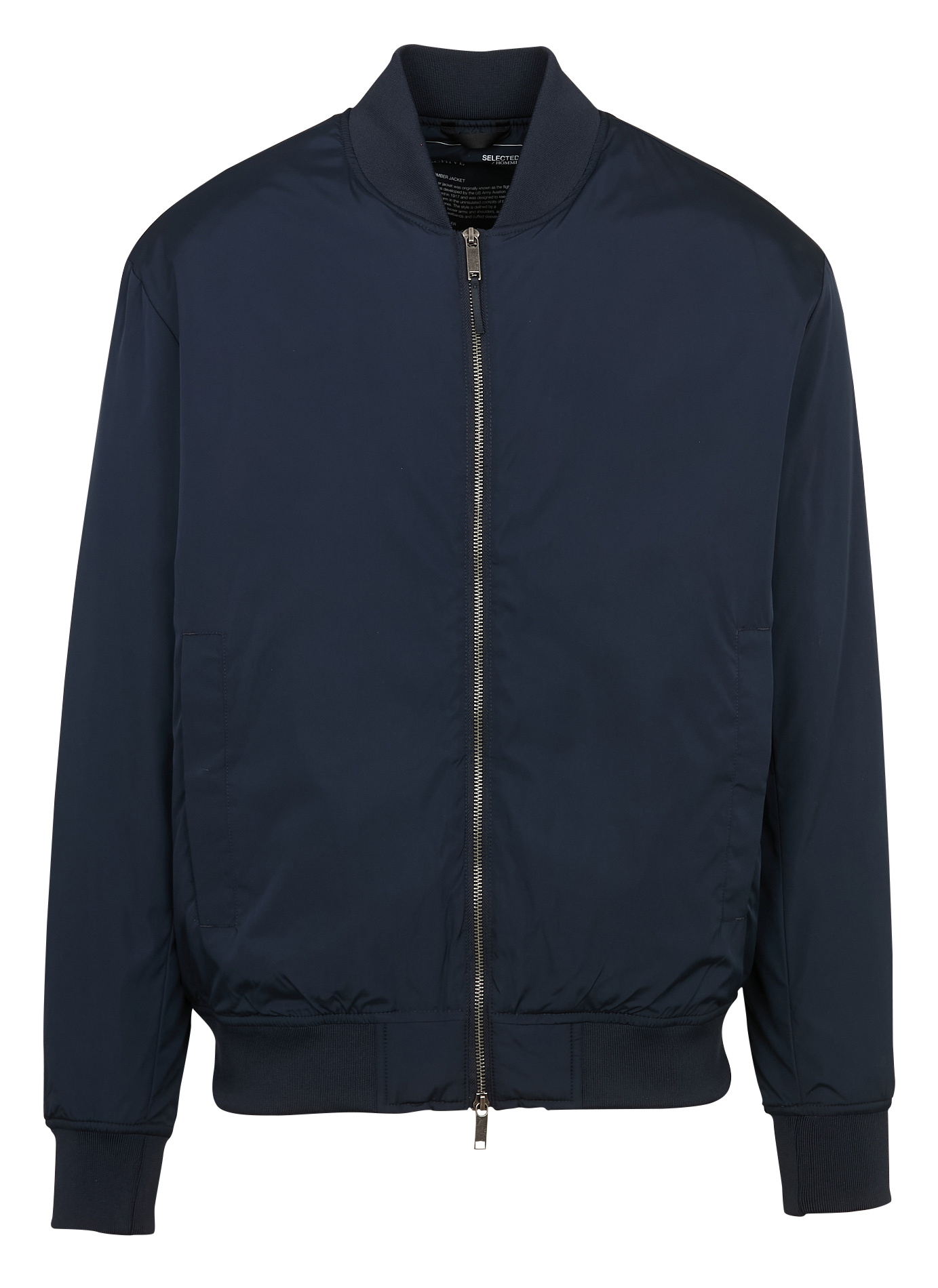 Gerade geschnittene Jacke mit Stehkragen SELECTED Blau
