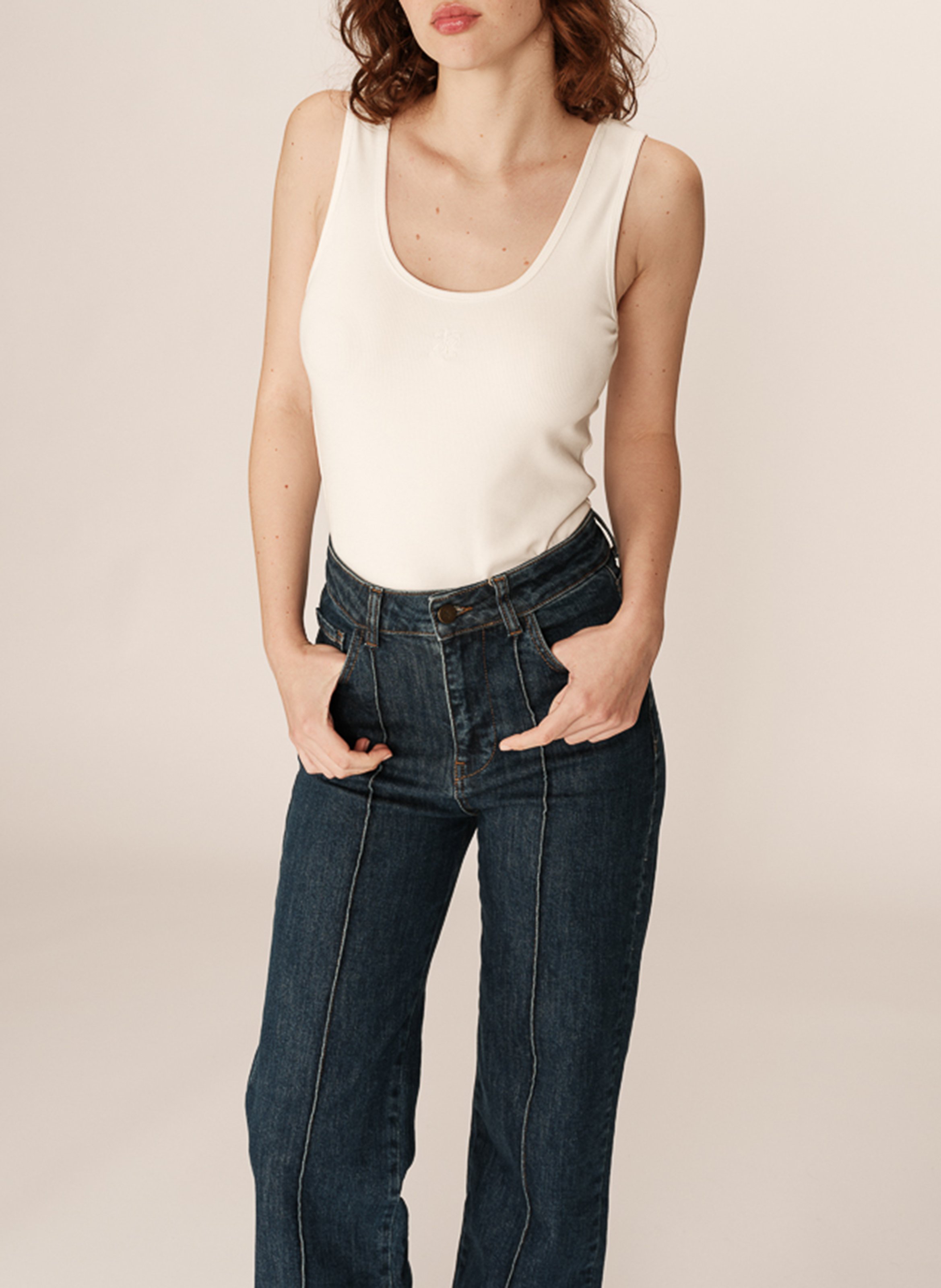 Cotton-blend straight jeans GRACE ET MILA Blue