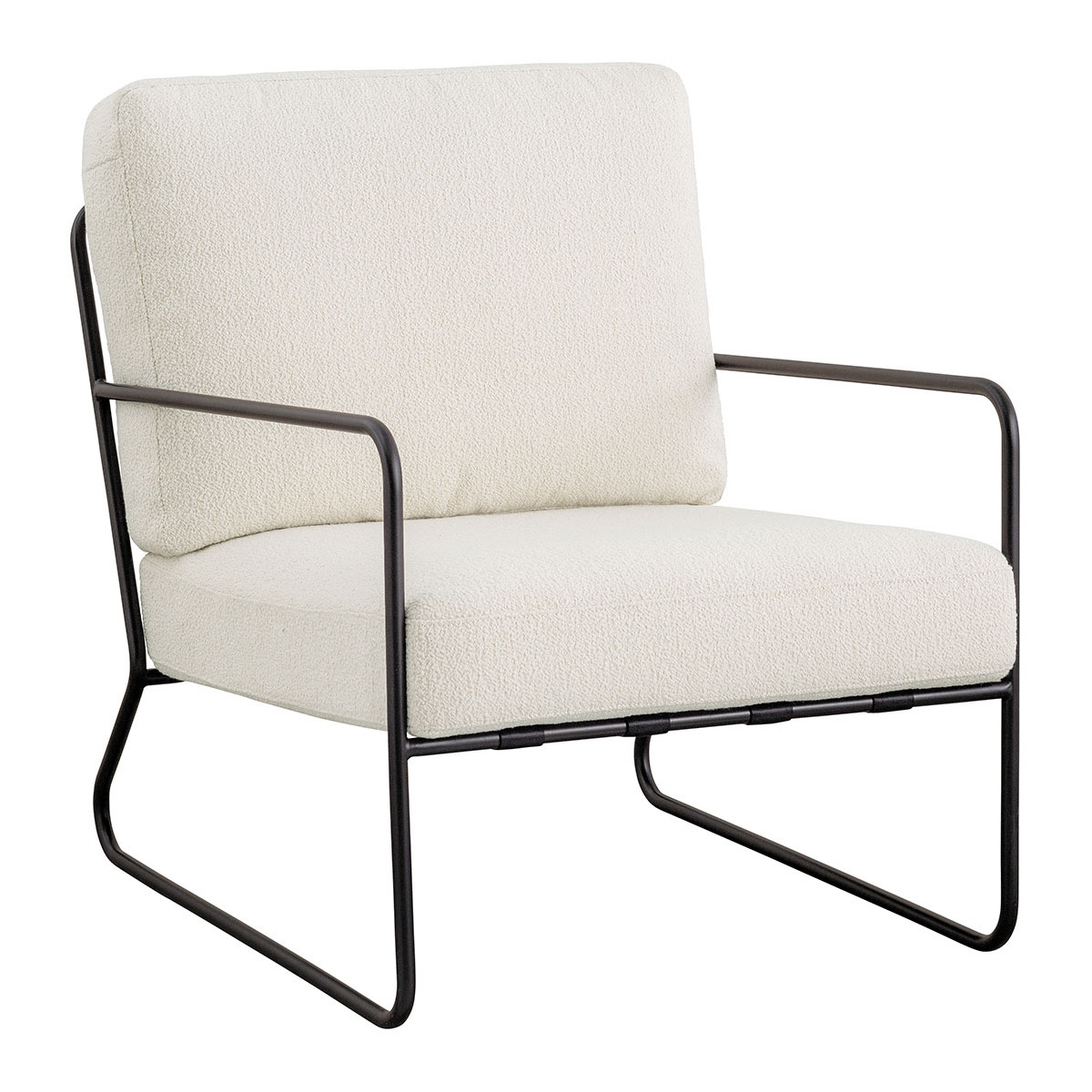 Fauteuil en bouclette et métal BLANC D'IVOIRE Blanc