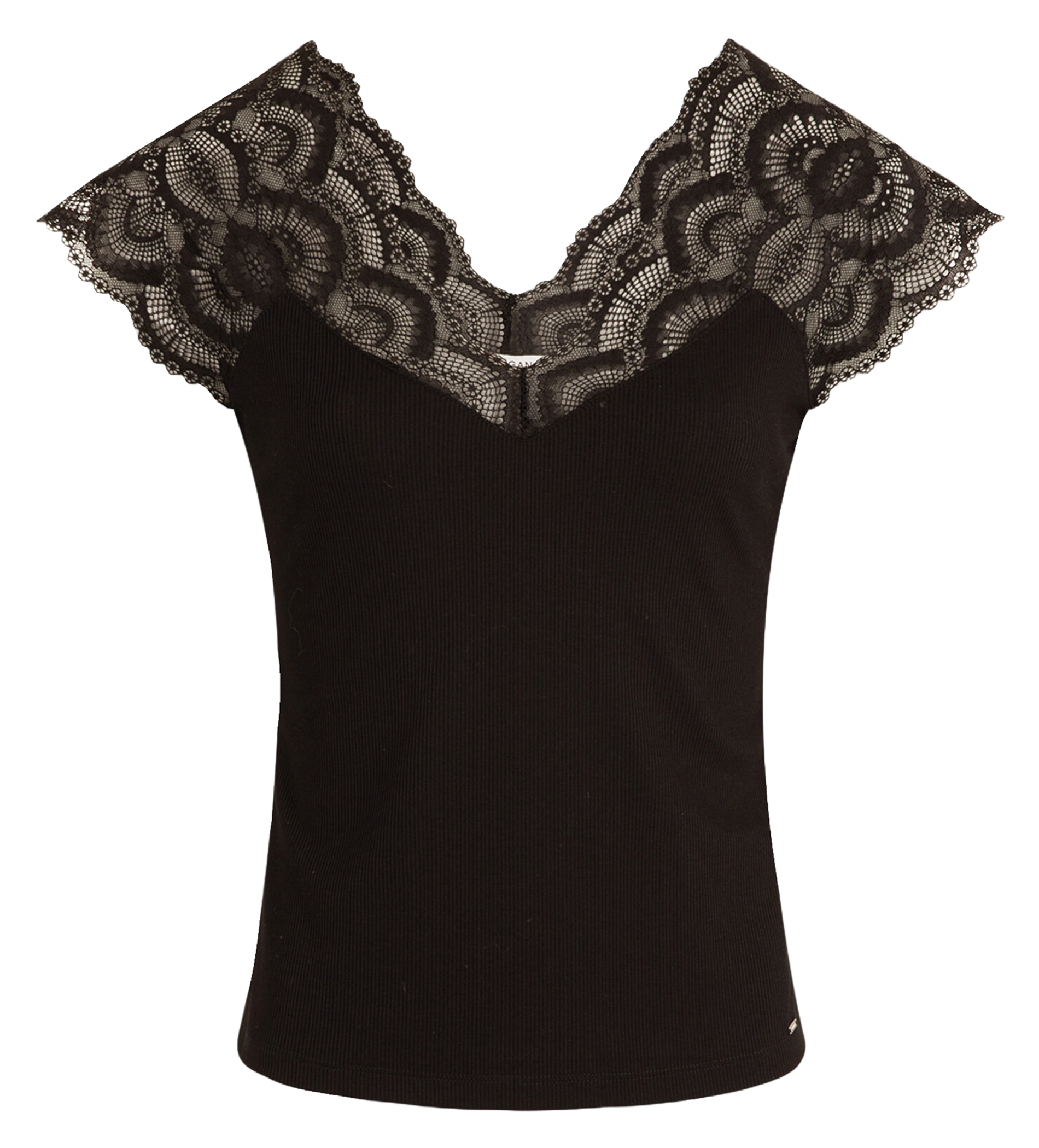 Top col v en dentelle MORGAN Noir