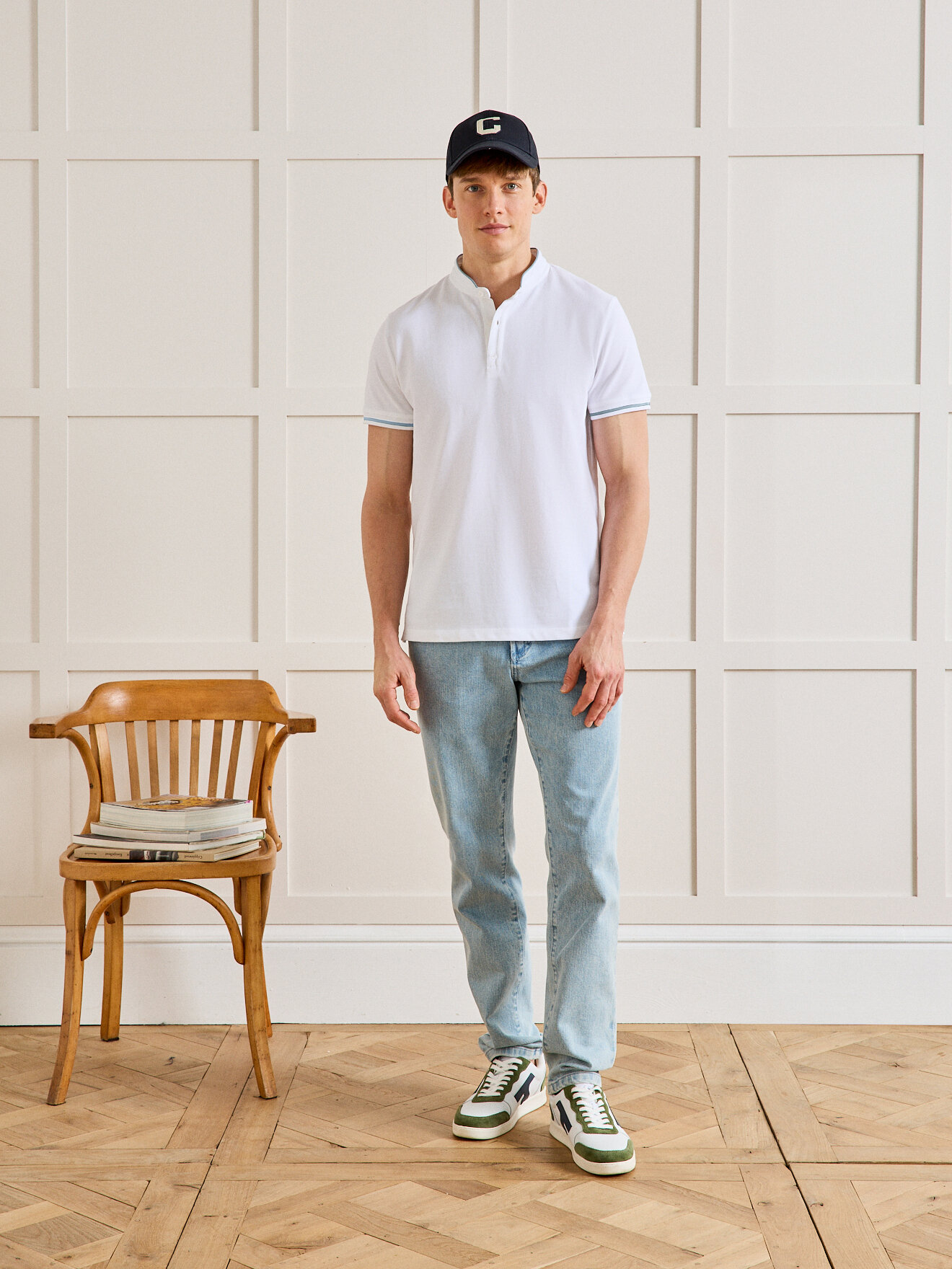 Organic cotton officer collar polo CYRILLUS White