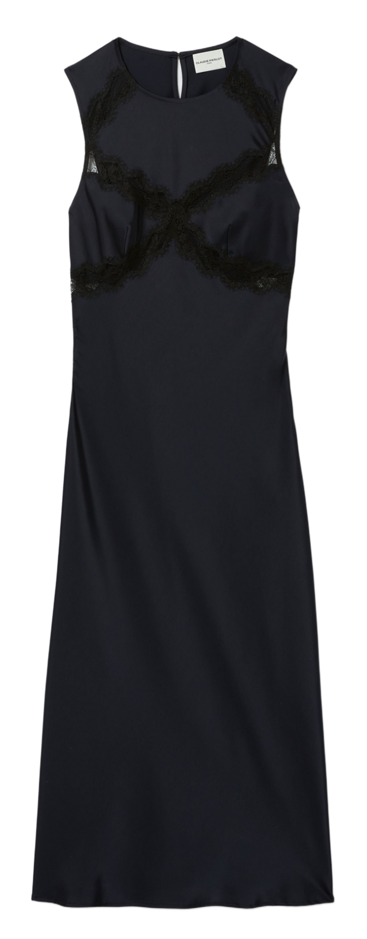 Midi jurk satijn ronde hals Blauw