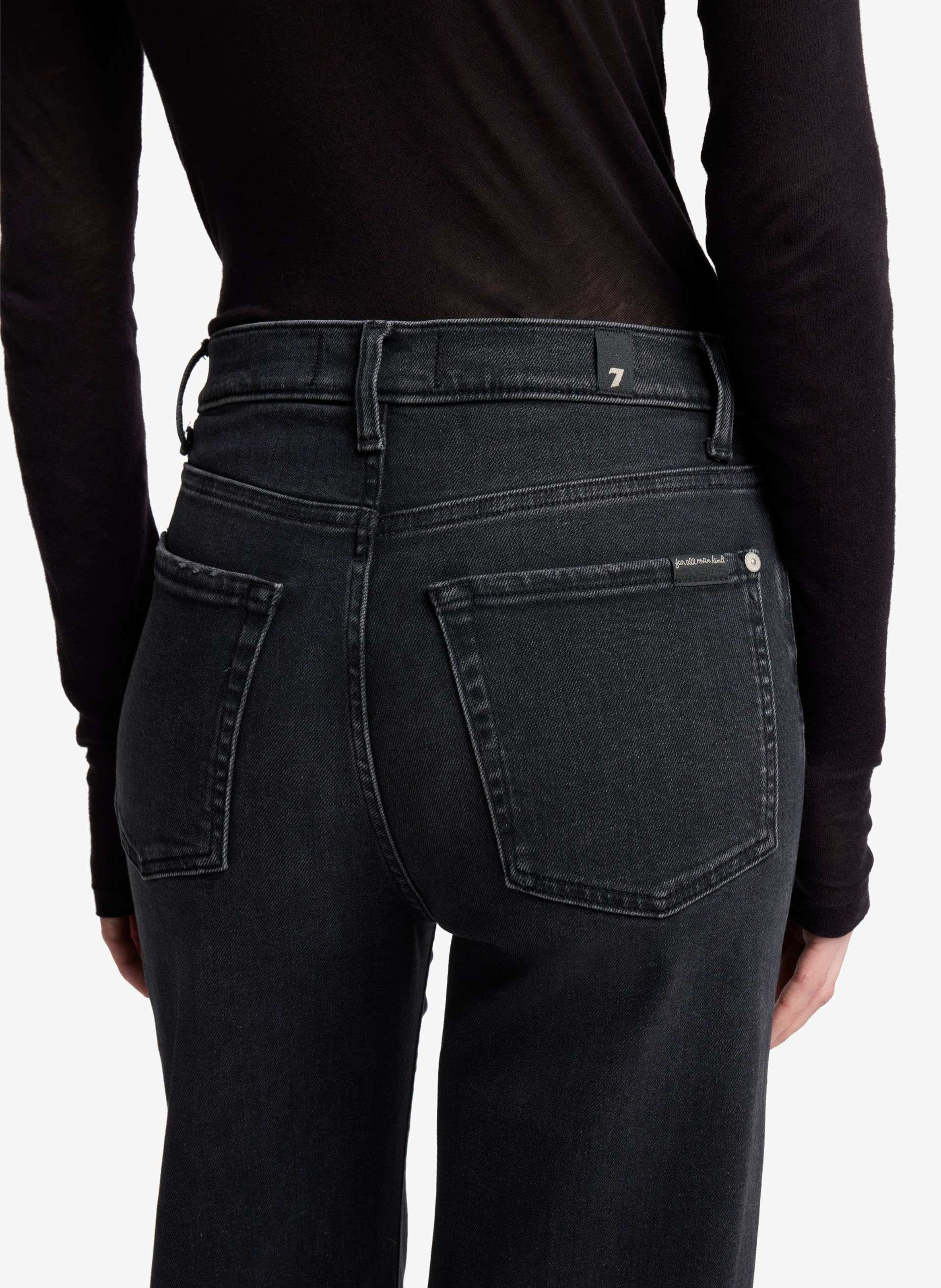 Wijde hoge taille jeans uni 7 FOR ALL MANKIND Zwart