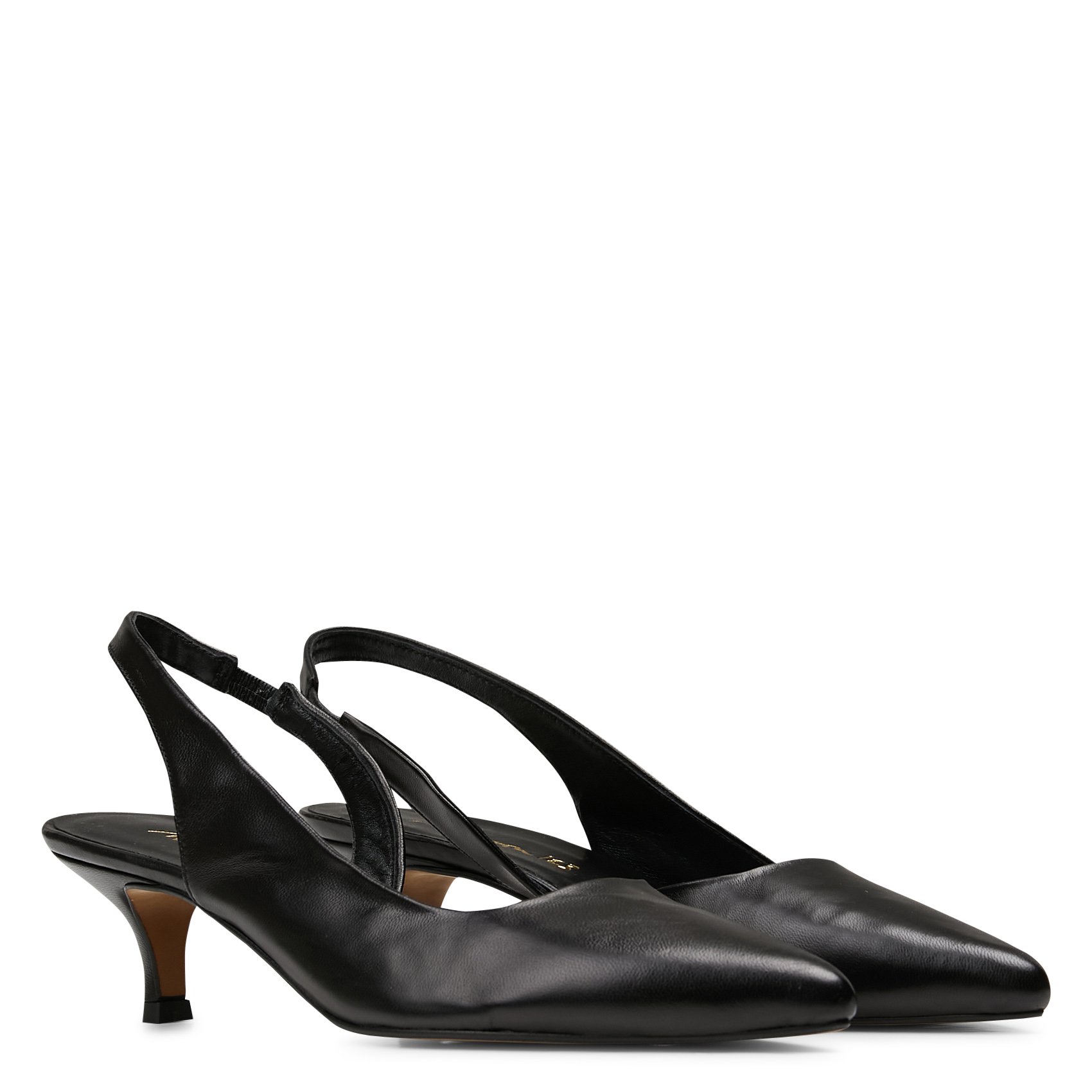 Puntige leren pumps met bandje MAISON 123 Zwart